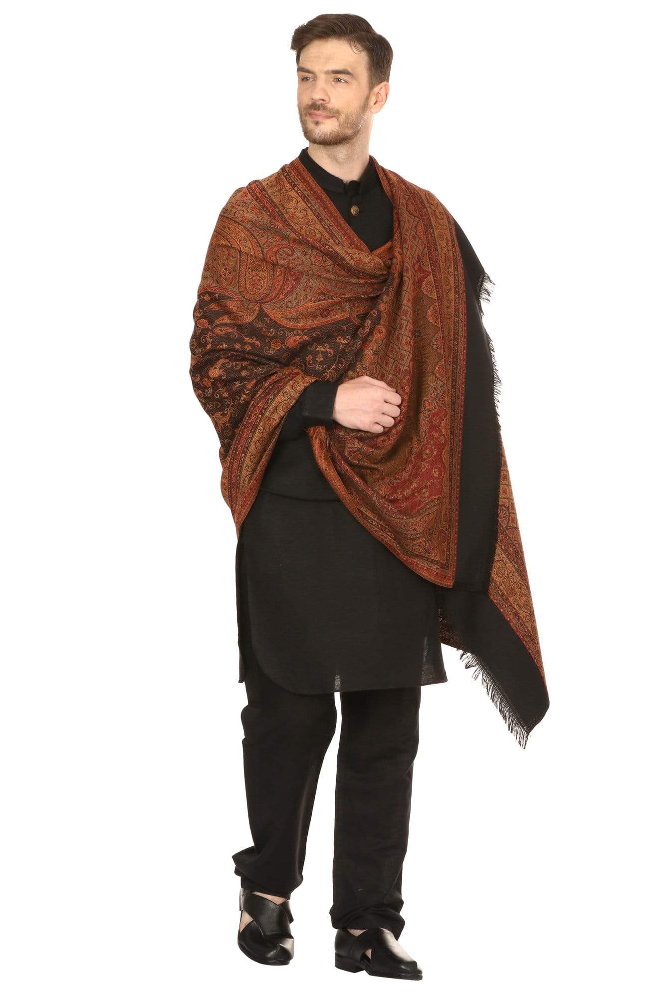 Pashtush India 100x200 Pashtush Mens fine Soft Ethnic Stole, Reversible