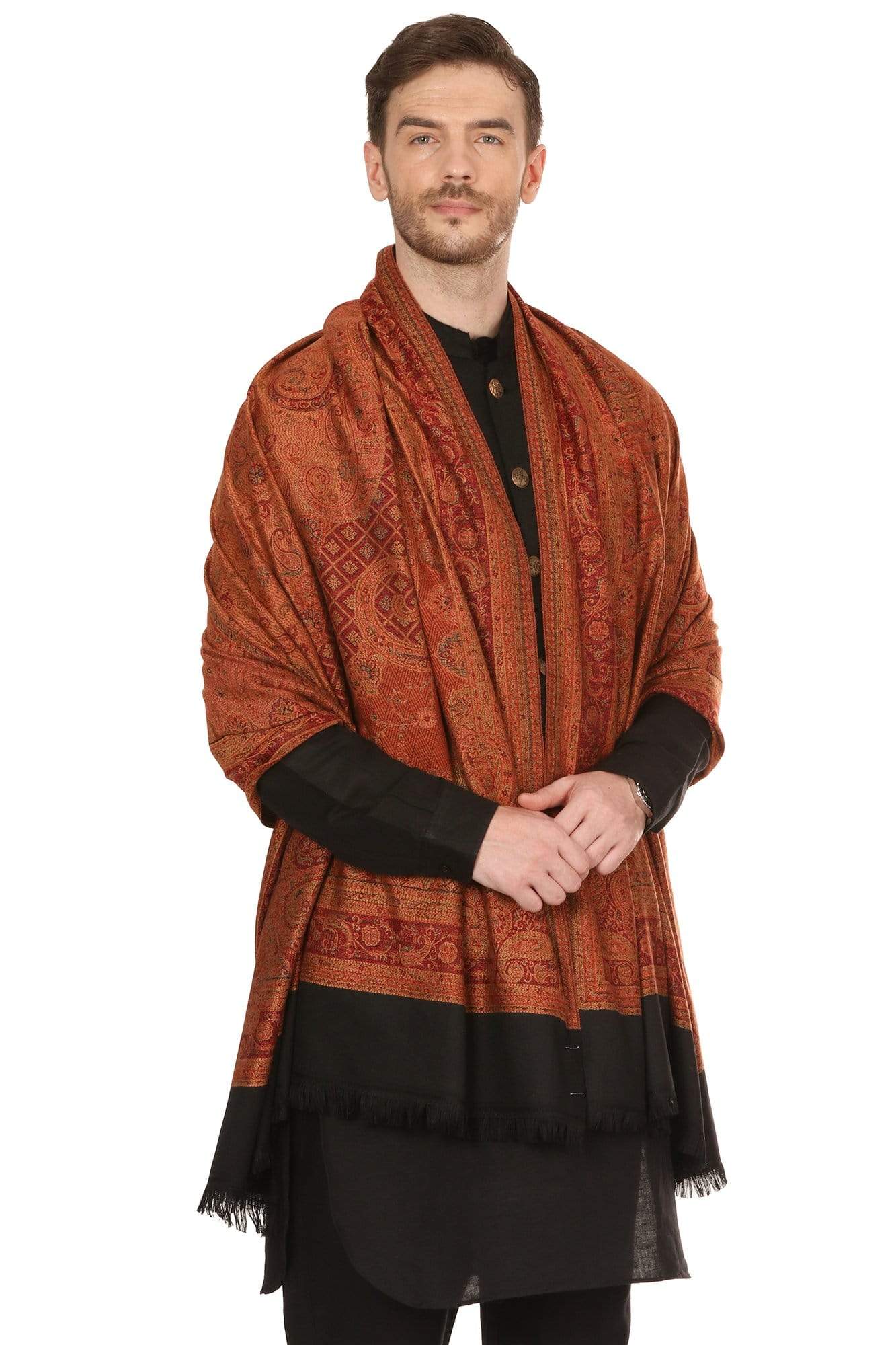 Pashtush India 100x200 Pashtush Mens fine Soft Ethnic Stole, Reversible