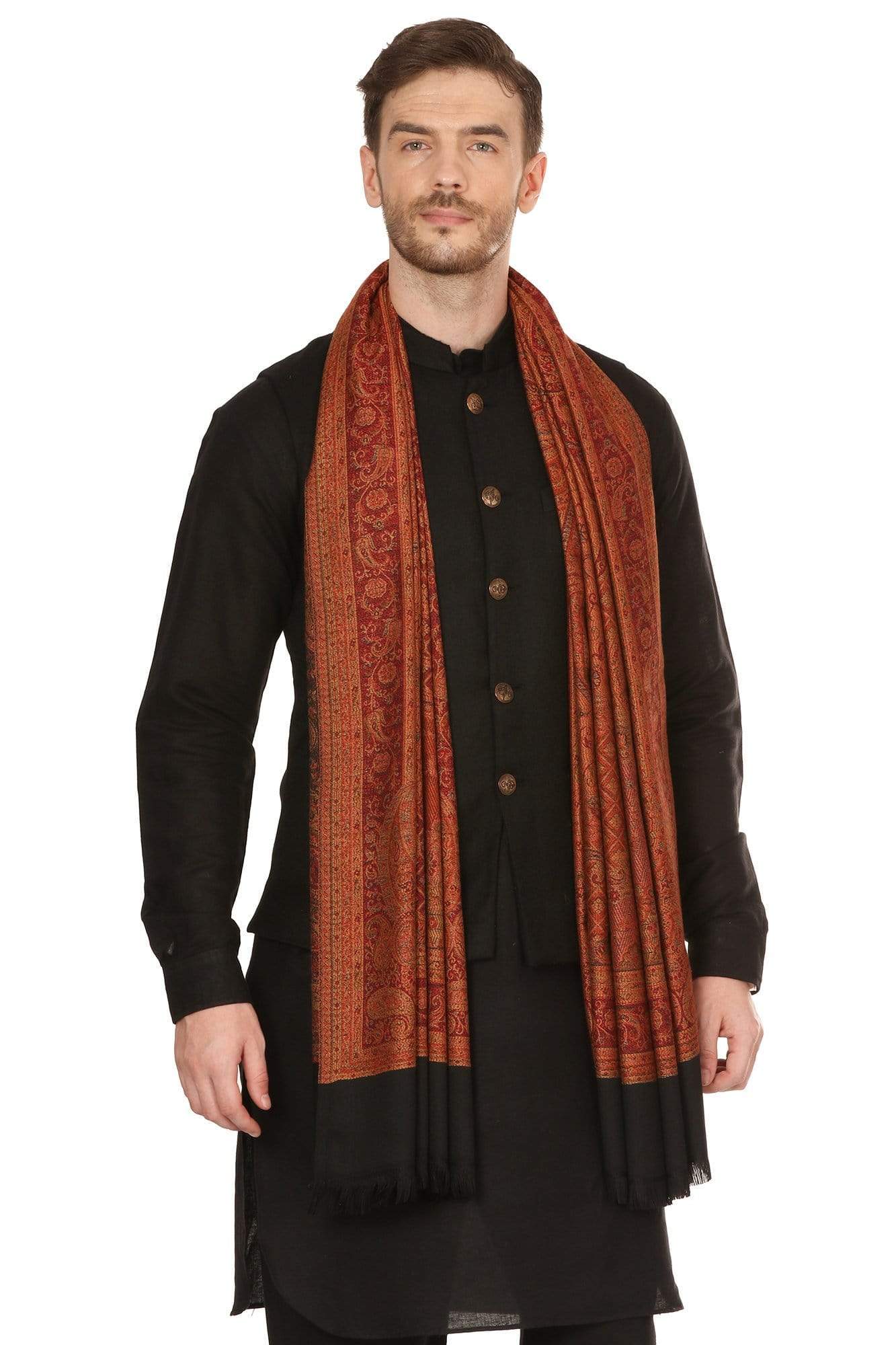 Pashtush India 100x200 Pashtush Mens fine Soft Ethnic Stole, Reversible