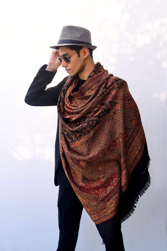 Pashtush India 100x200 Pashtush Mens fine Soft Ethnic Stole, Reversible