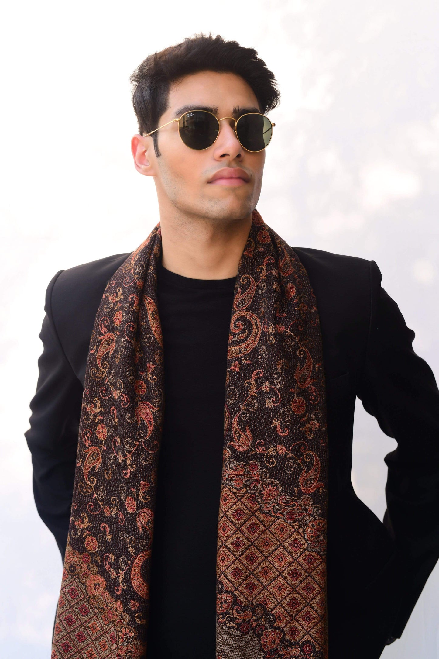 Pashtush India 100x200 Pashtush Mens fine Soft Ethnic Stole, Reversible