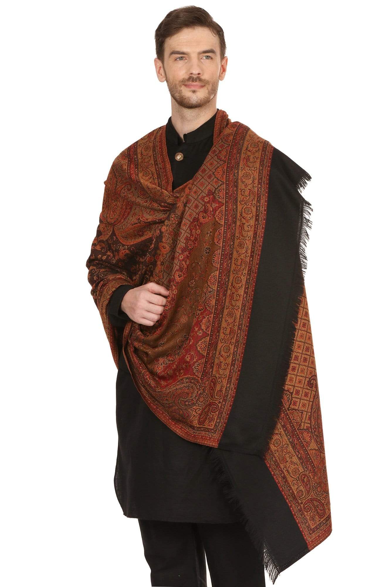 Pashtush India 100x200 Pashtush Mens fine Soft Ethnic Stole, Reversible