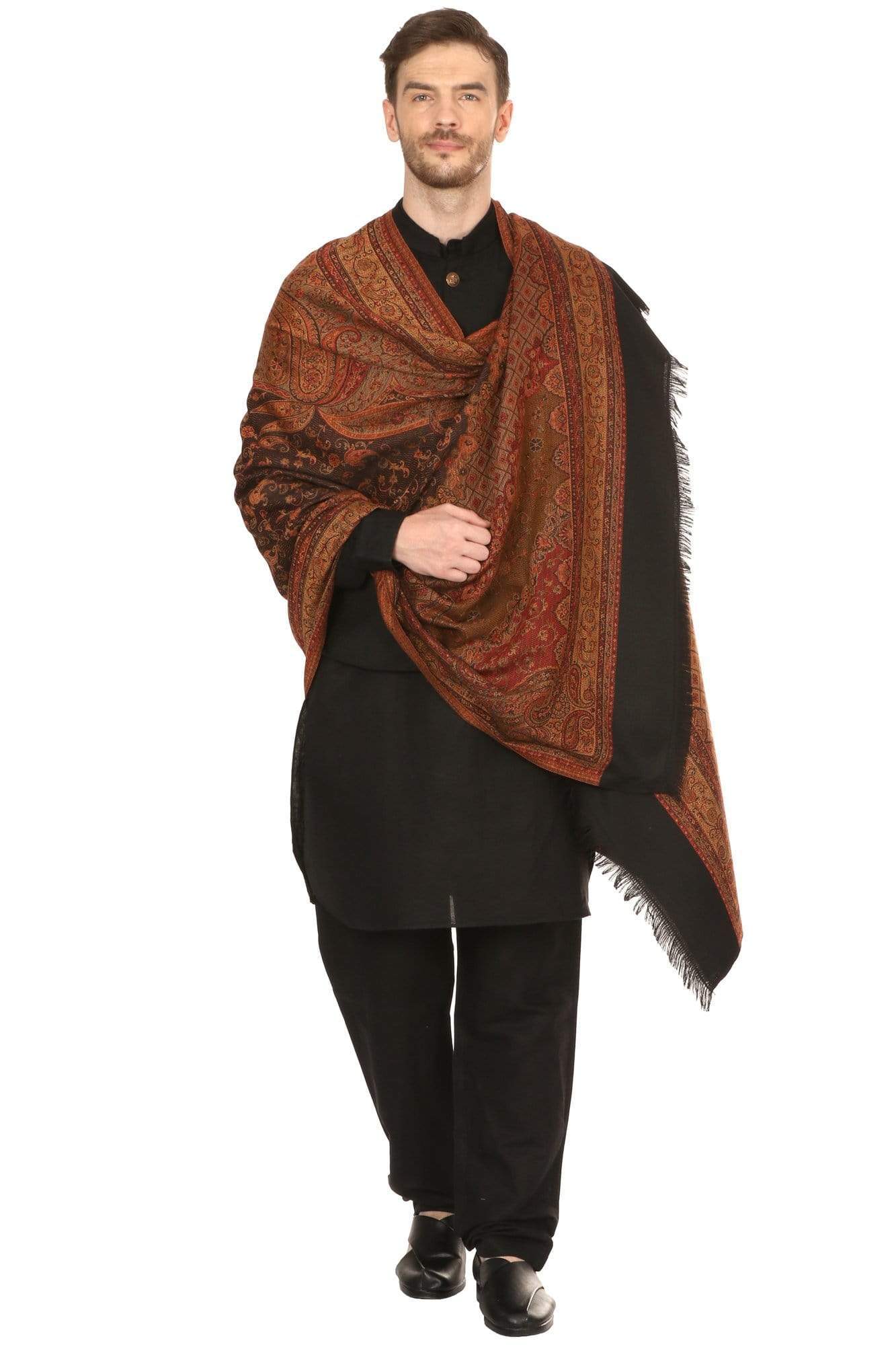 Pashtush India 100x200 Pashtush Mens fine Soft Ethnic Stole, Reversible