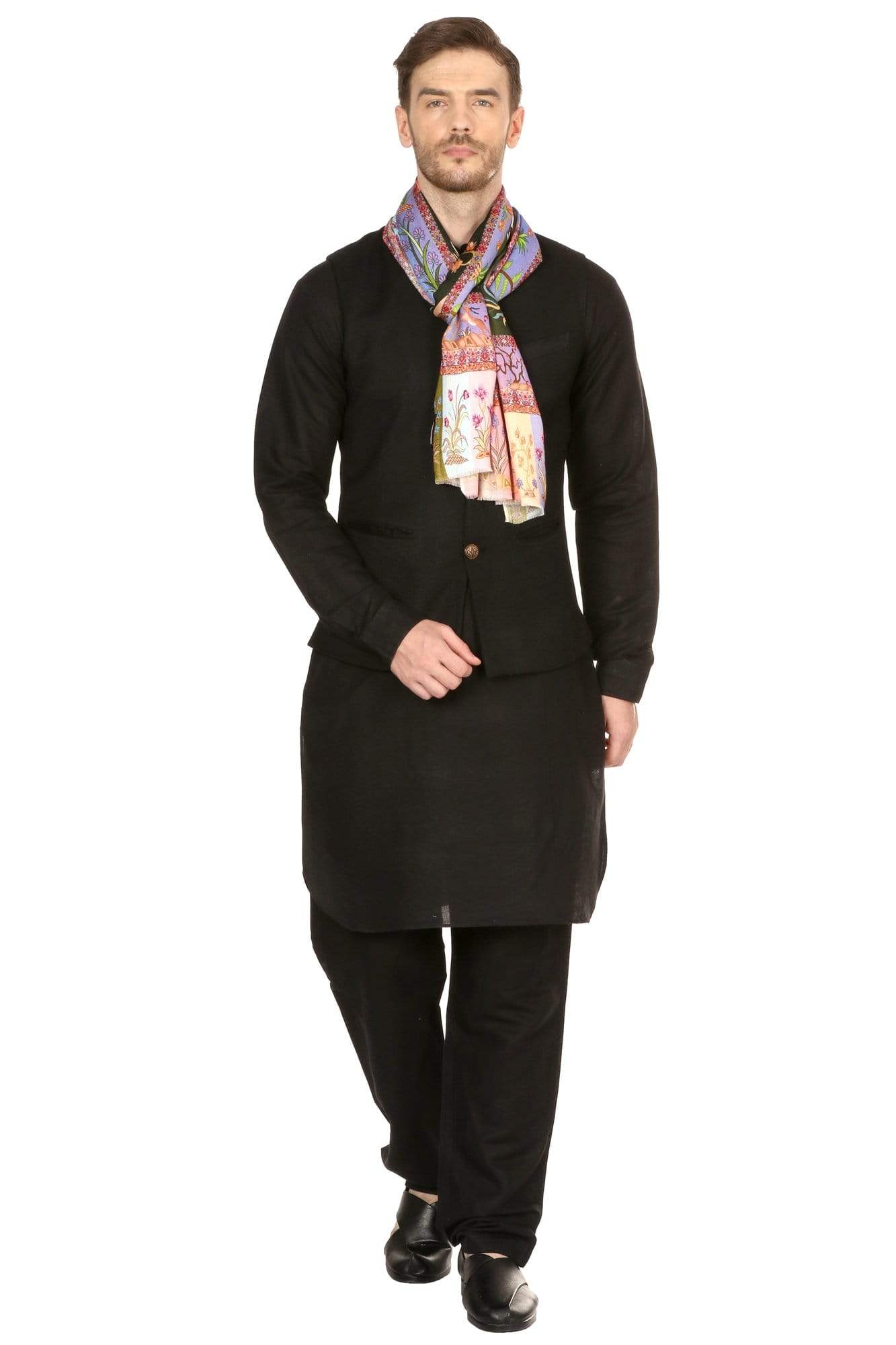 Pashtush India Shawl Pashtush Mens fine Soft Ethnic Stole, Shikaardar Design