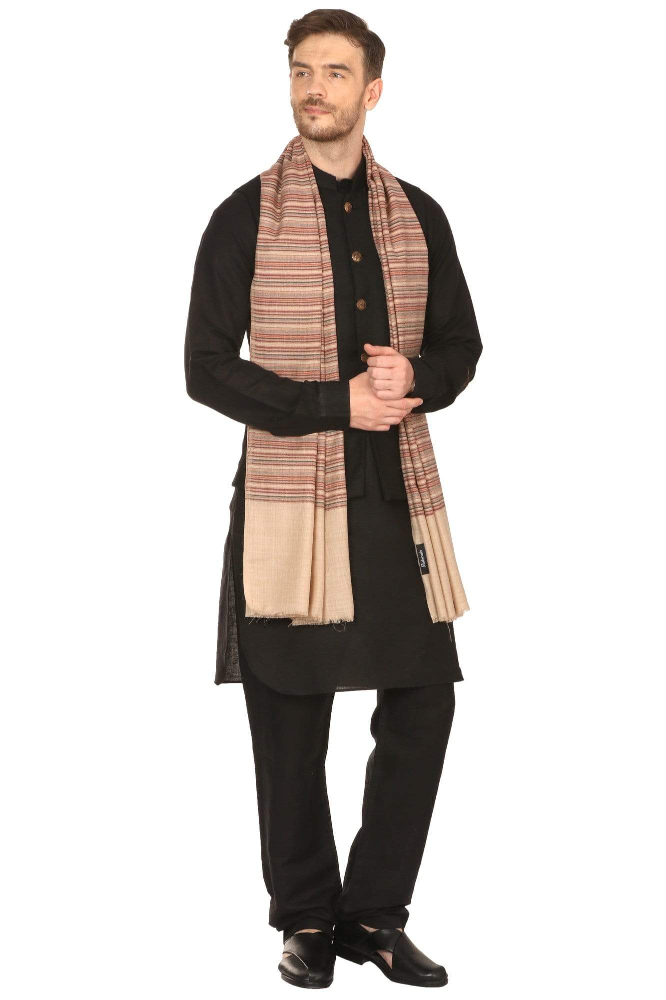 Pashtush India Stole Pashtush Mens fine Soft Striped Stole