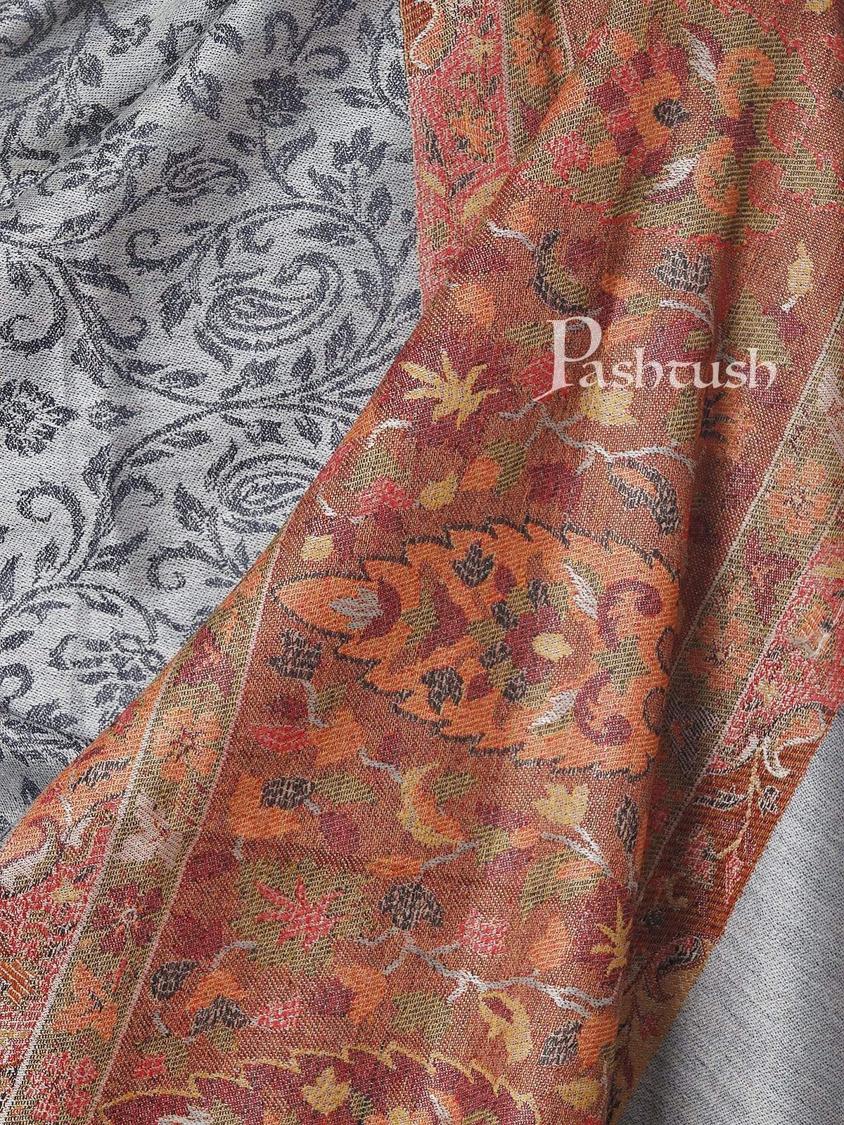 Pashtush India 70x200 PASHTUSH MENS FINE WOOL ETHNIC STOLE, Grey