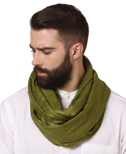 Pashtush India 70x200 Pashtush Mens Fine Wool Jacquard Muffler, Emerald Green