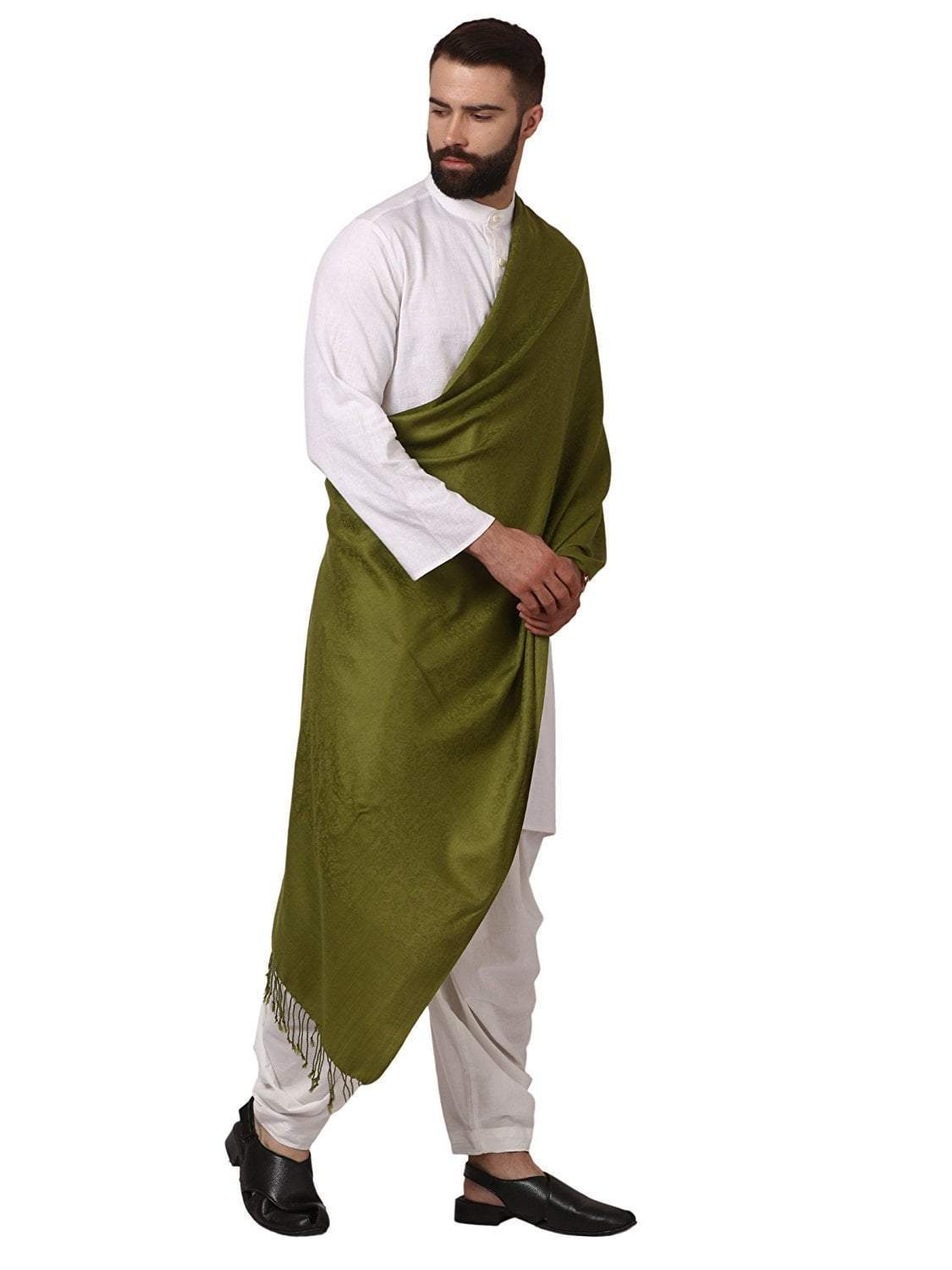 Pashtush India Stole Pashtush Mens Fine Wool Jacquard Muffler, Maroon