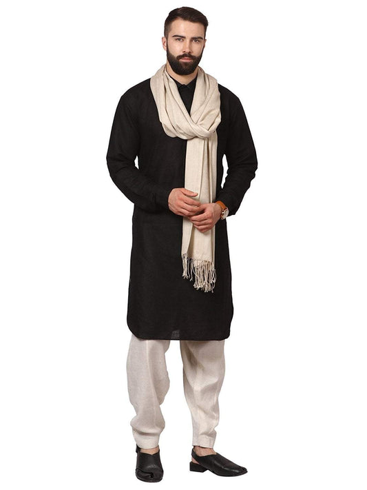Pashtush India 70x200 Pashtush Mens Fine Wool Jacquard Muffler, sahara