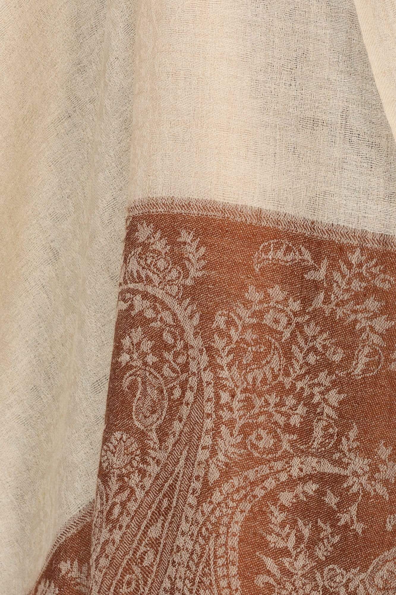 Pashtush Store Stole Pashtush Mens Fine Wool Jacquard Stole, Beige
