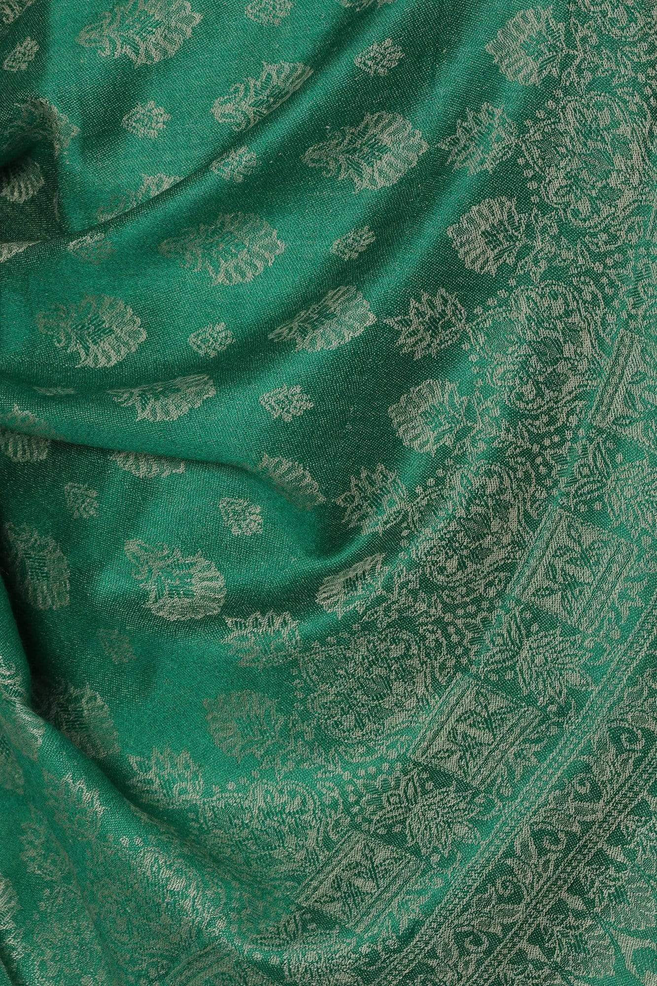 Pashtush Store Stole Pashtush Mens Fine Wool Jacquard Stole, Bottle Green