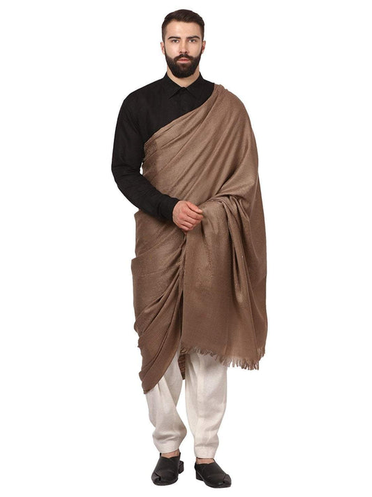 Pashtush India Shawl Pashtush Mens Fine Wool, Self Design, Full Size Mens, Taupe