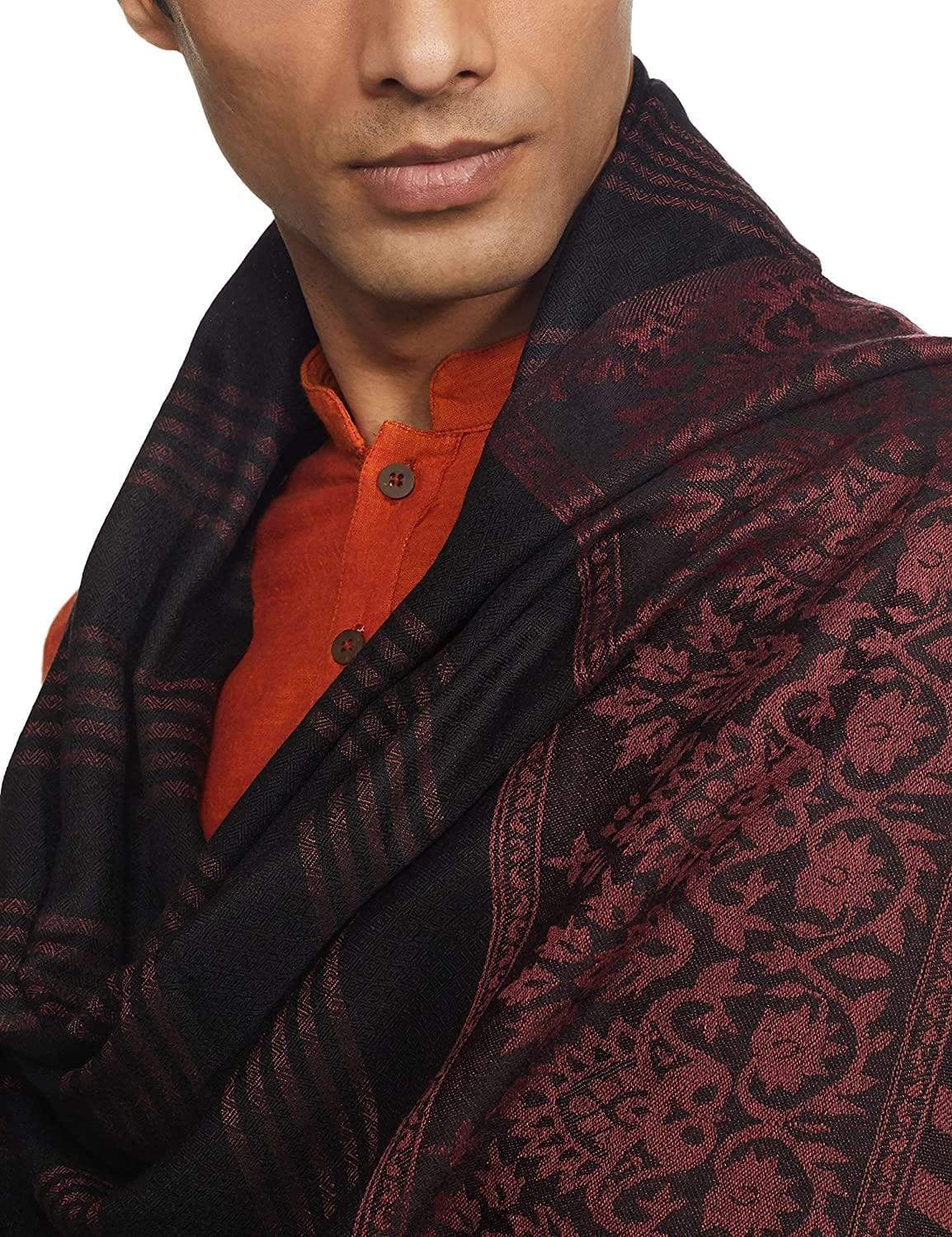Pashtush India 70x200 Pashtush Mens Fine Wool Stole, Cardinal Red