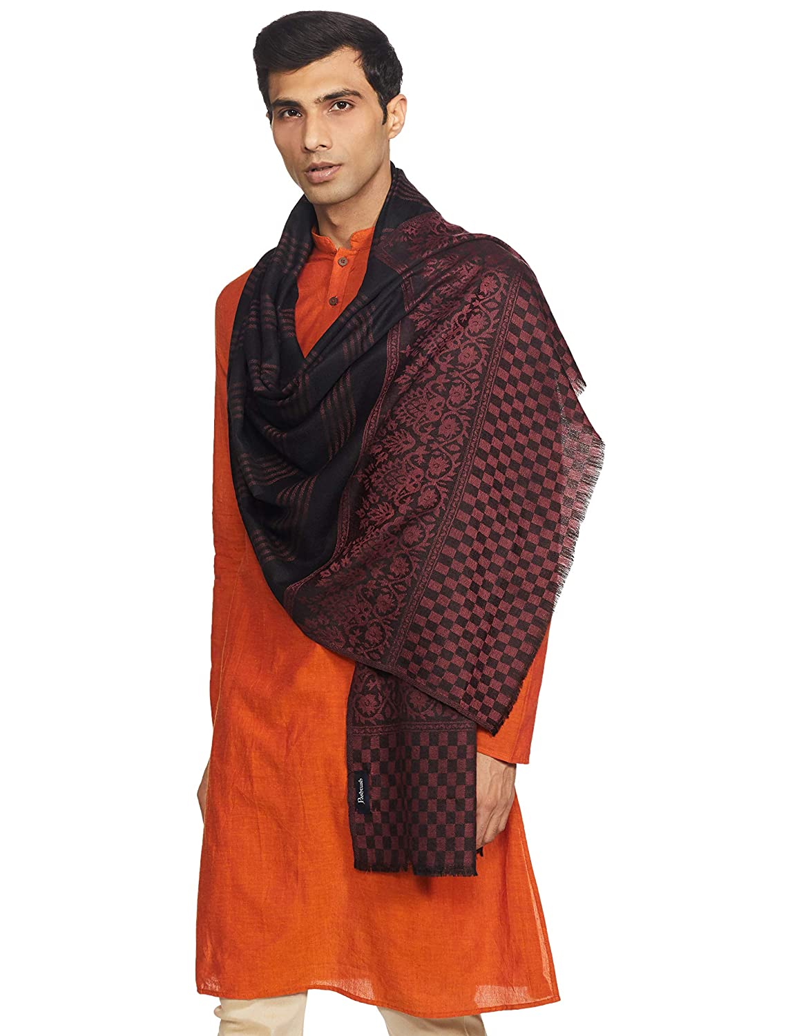 Pashtush India 70x200 Pashtush Mens Fine Wool Stole, Cardinal Red