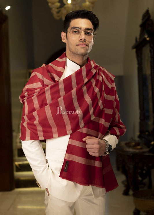 Pashtush India 70x200 Pashtush Mens Fine Wool Stole, Maroon