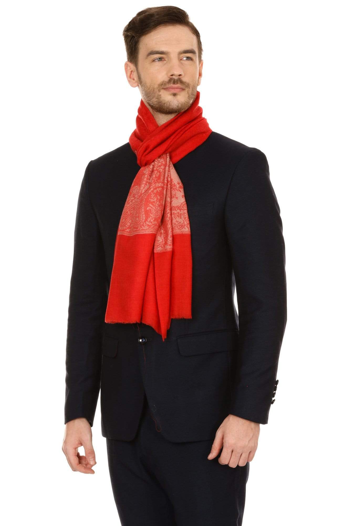 Pashtush India 70x200 Pashtush Mens Fine Wool Stole, Red