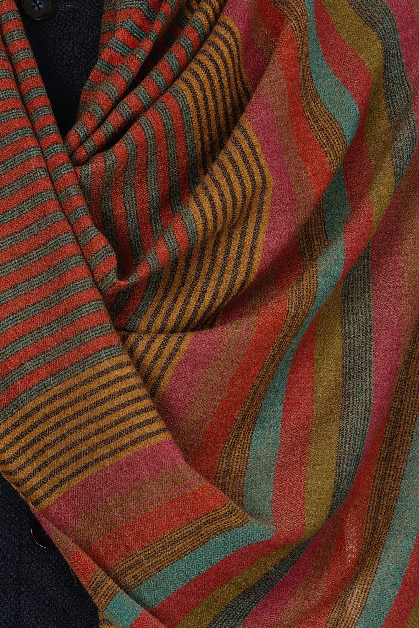 Pashtush India 70x200 Pashtush Mens Fine Wool Striped Muffler, Soft and Warm Stole Scarf
