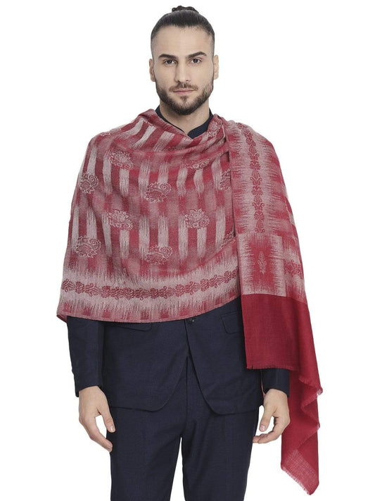 Pashtush India 70x200 Pashtush Mens Fine Wool Striped red Muffler, Soft and Warm Stole Scarf