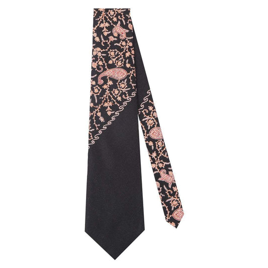 Pashtush India Tie Pashtush Mens Half Embroidered Tie Black