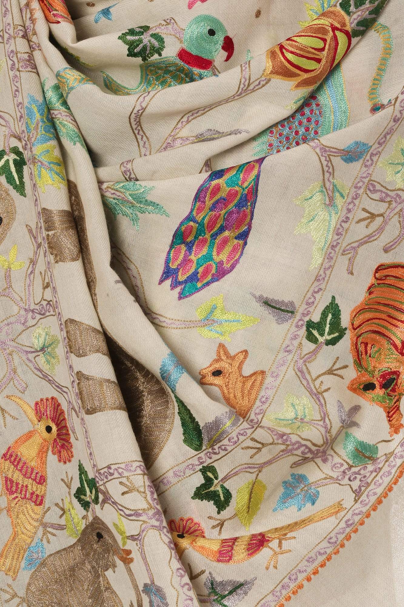 Pashtush India Stole Pashtush Mens Hand Embroidered Stole, 100% Pure Wool