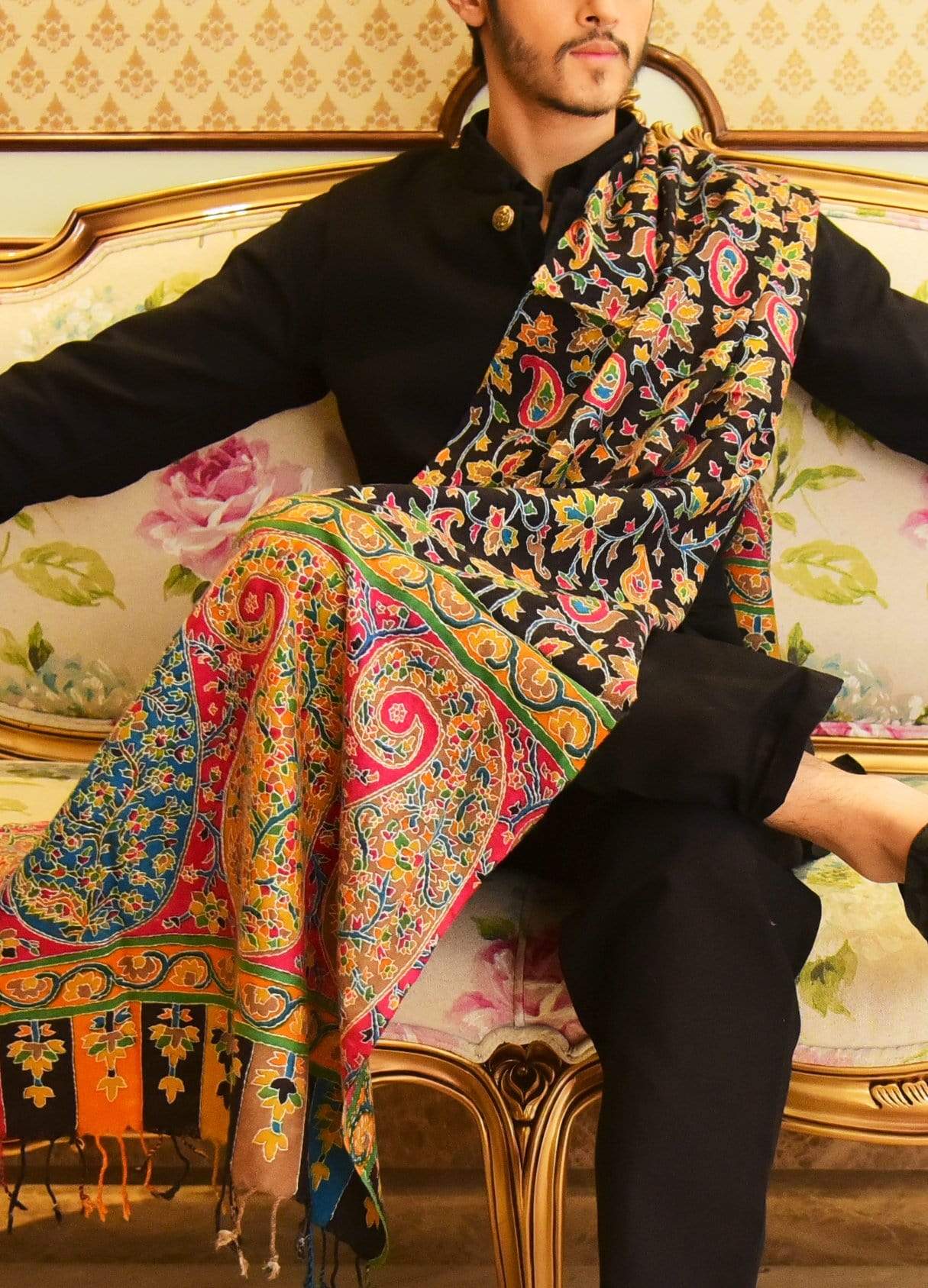 Pashtush Shawl Store Stole Pashtush Mens Handwork Handpainted Kalamkari Stole