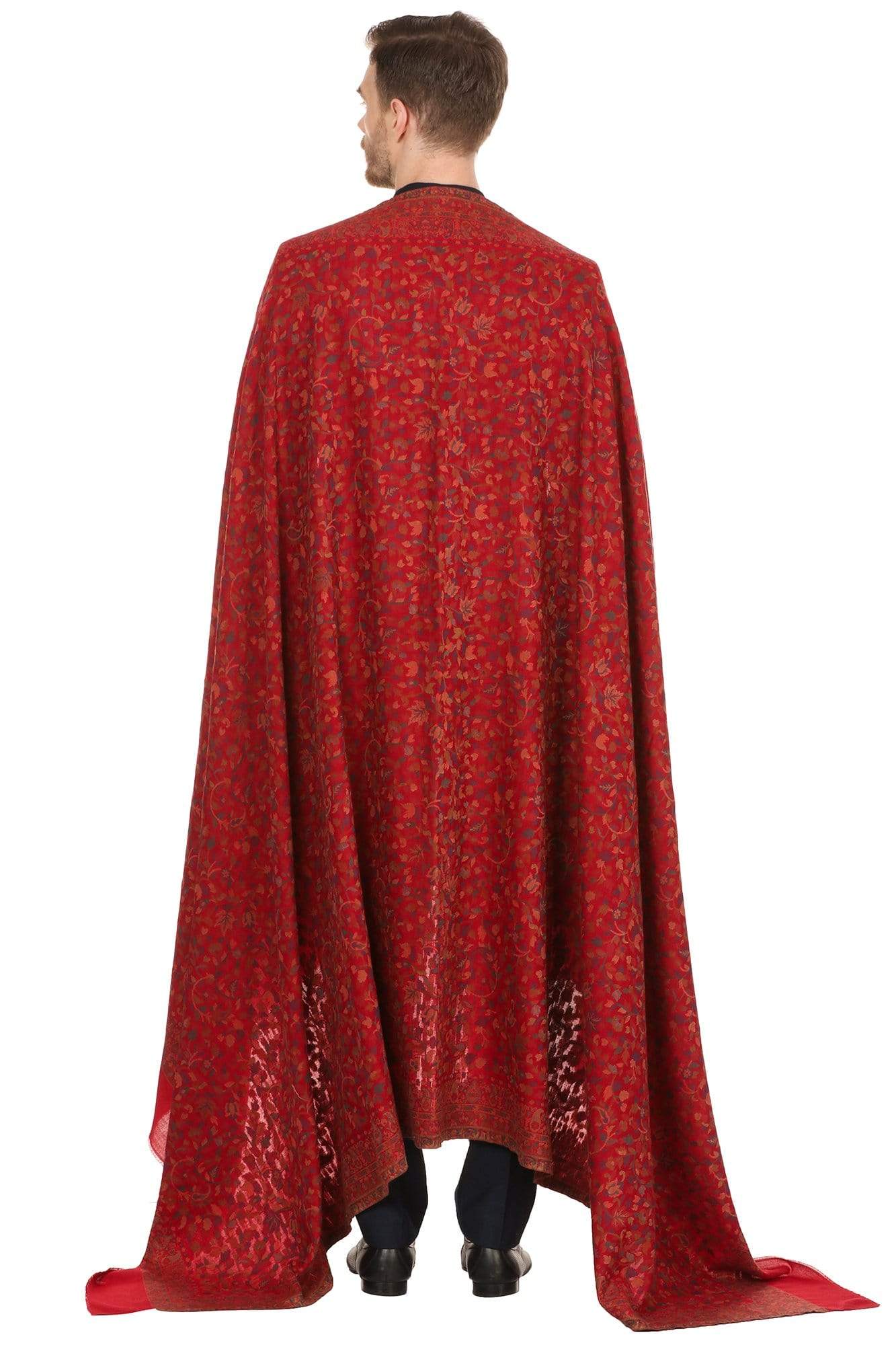 Pashtush Store Shawl Pashtush Mens Kaani Shawl, Mens Lohi (full size 54x108 inches) - Maroon