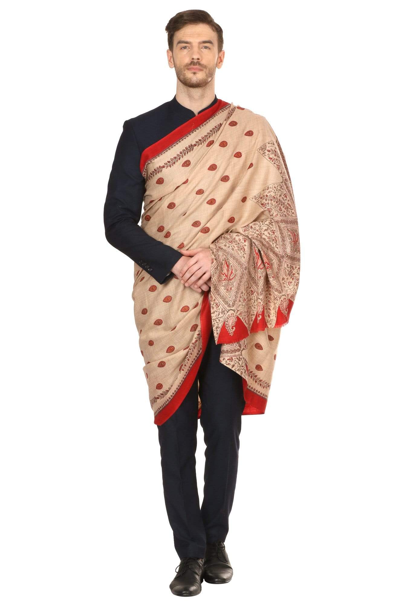 Pashtush Shawl Store Shawl Pashtush Mens Kalamkari Printed Shawl, Medium Size, thick and warm