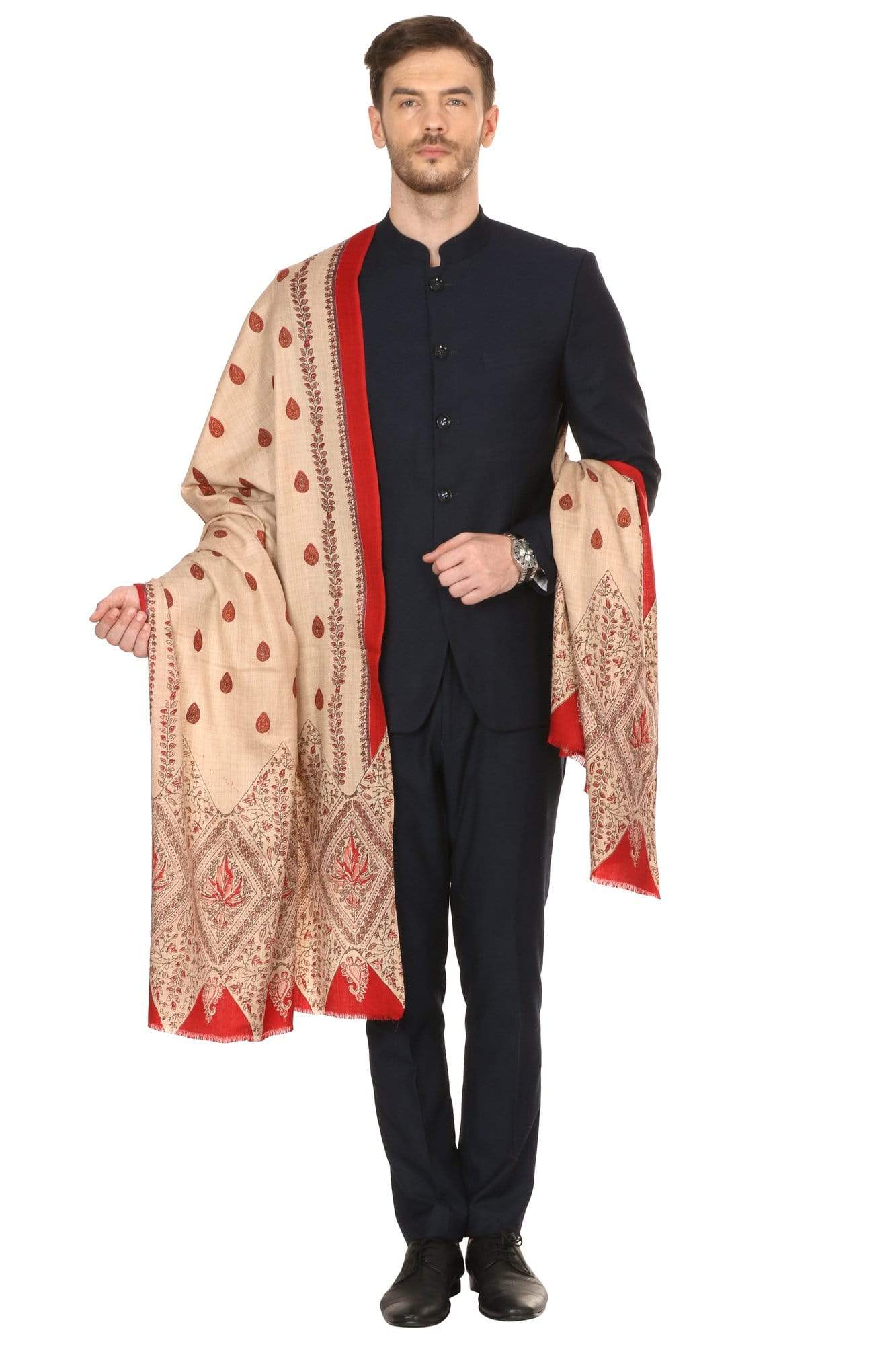 Pashtush Shawl Store Shawl Pashtush Mens Kalamkari Printed Shawl, Medium Size, thick and warm