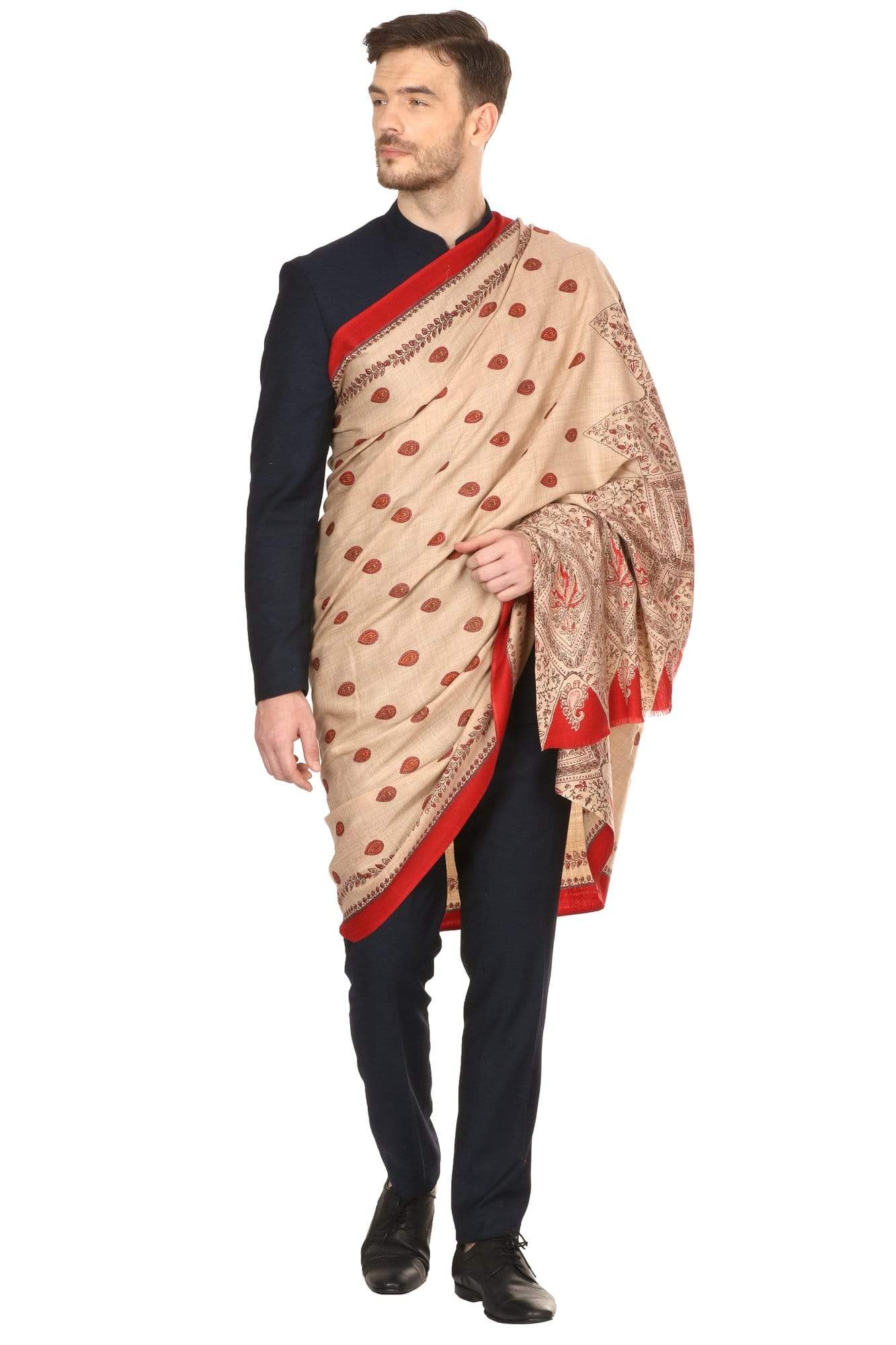 Pashtush Shawl Store Shawl Pashtush Mens Kalamkari Printed Shawl, Medium Size, thick and warm