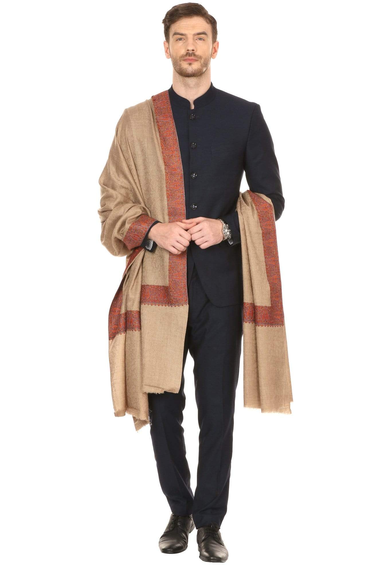 Pashtush Store Shawl Pashtush Mens Kashmiri Daur Embroidery Shawl - Medium Size
