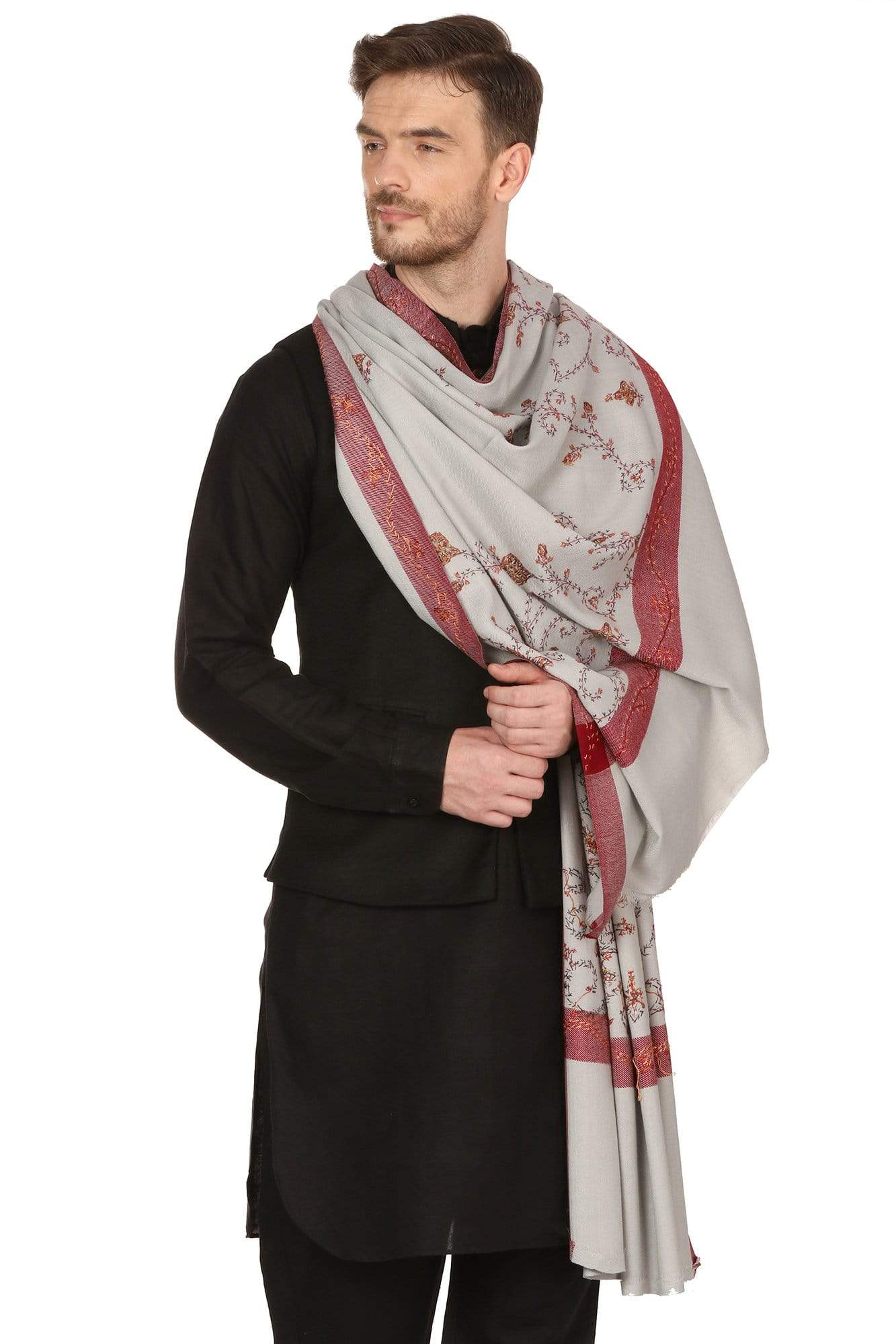 Pashtush Store Shawl Pashtush Mens Kashmiri Hand Embroidery Shawl, Thick and Warm