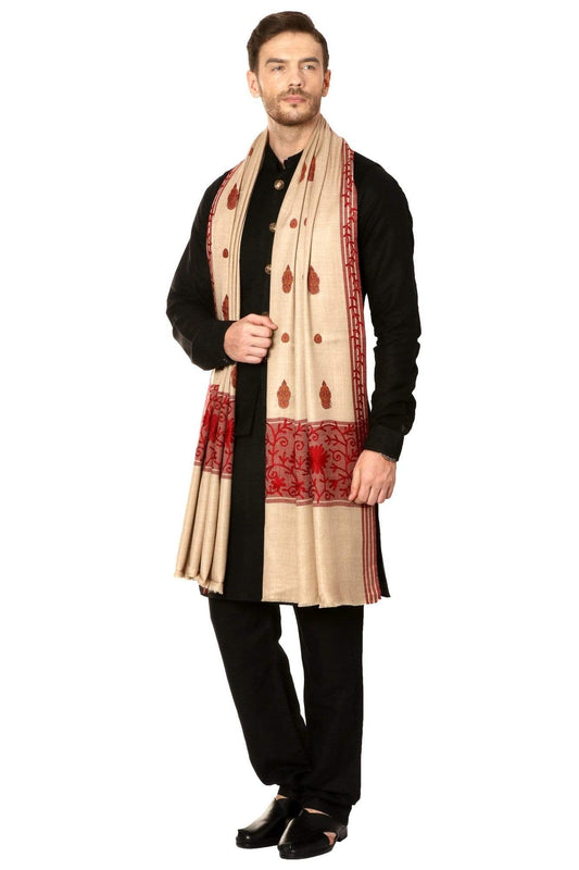 Pashtush Store Shawl Pashtush Mens Kashmiri Hand Embroidery Shawl, Thick and Warm