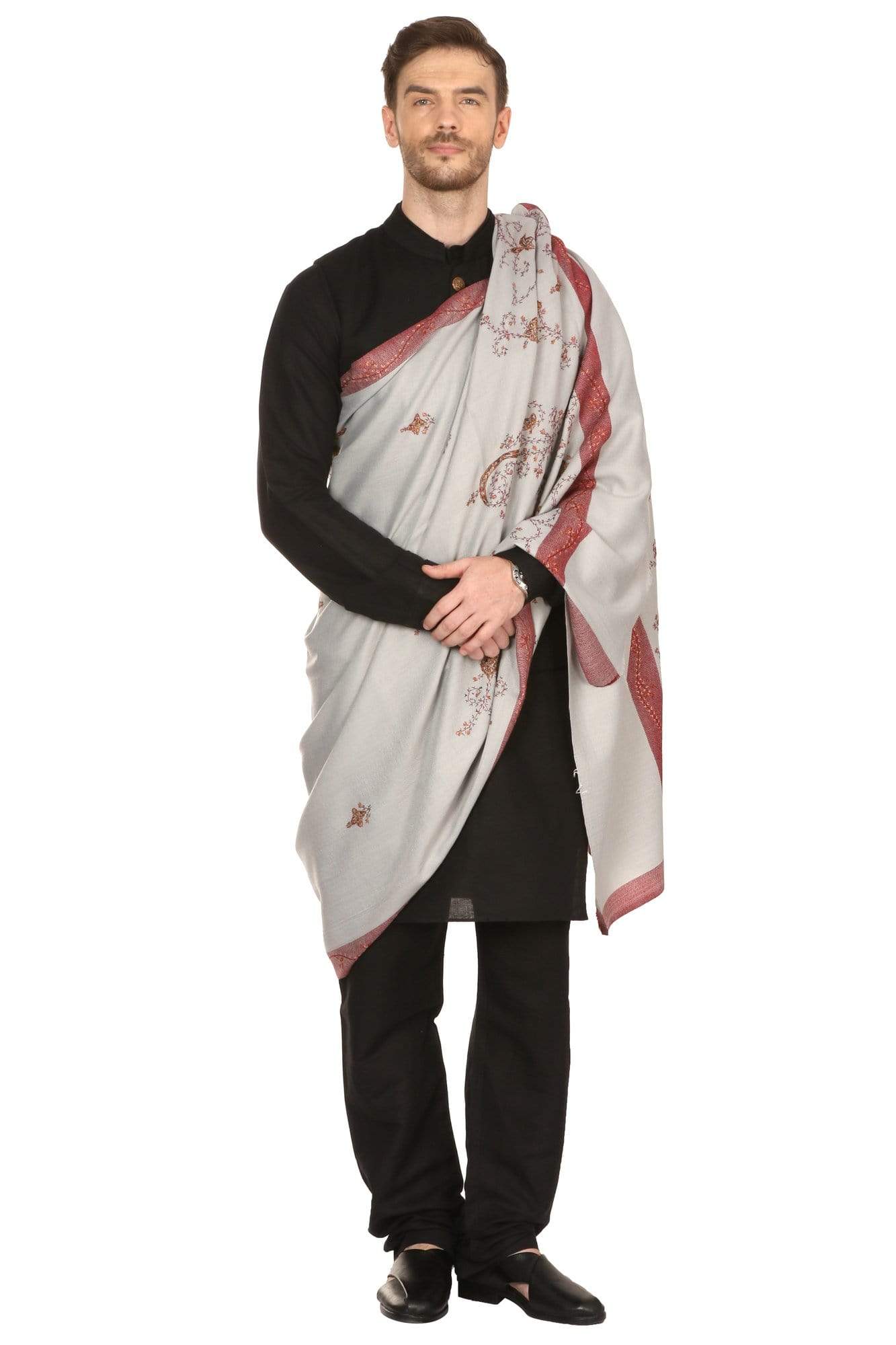 Pashtush Store Shawl Pashtush Mens Kashmiri Hand Embroidery Shawl, Thick and Warm