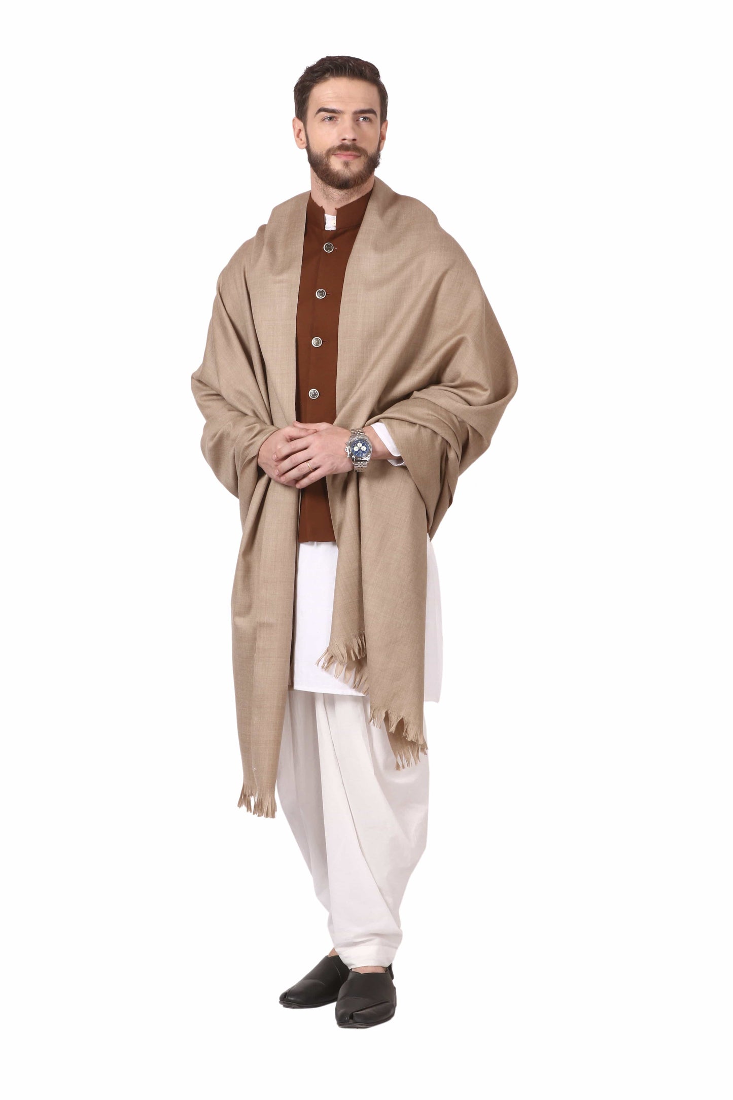Pashtush India 127x254 Pashtush Mens Lohi, Thick and Warm gents Shawl, 100% Pure Wool, Woolmark Certified