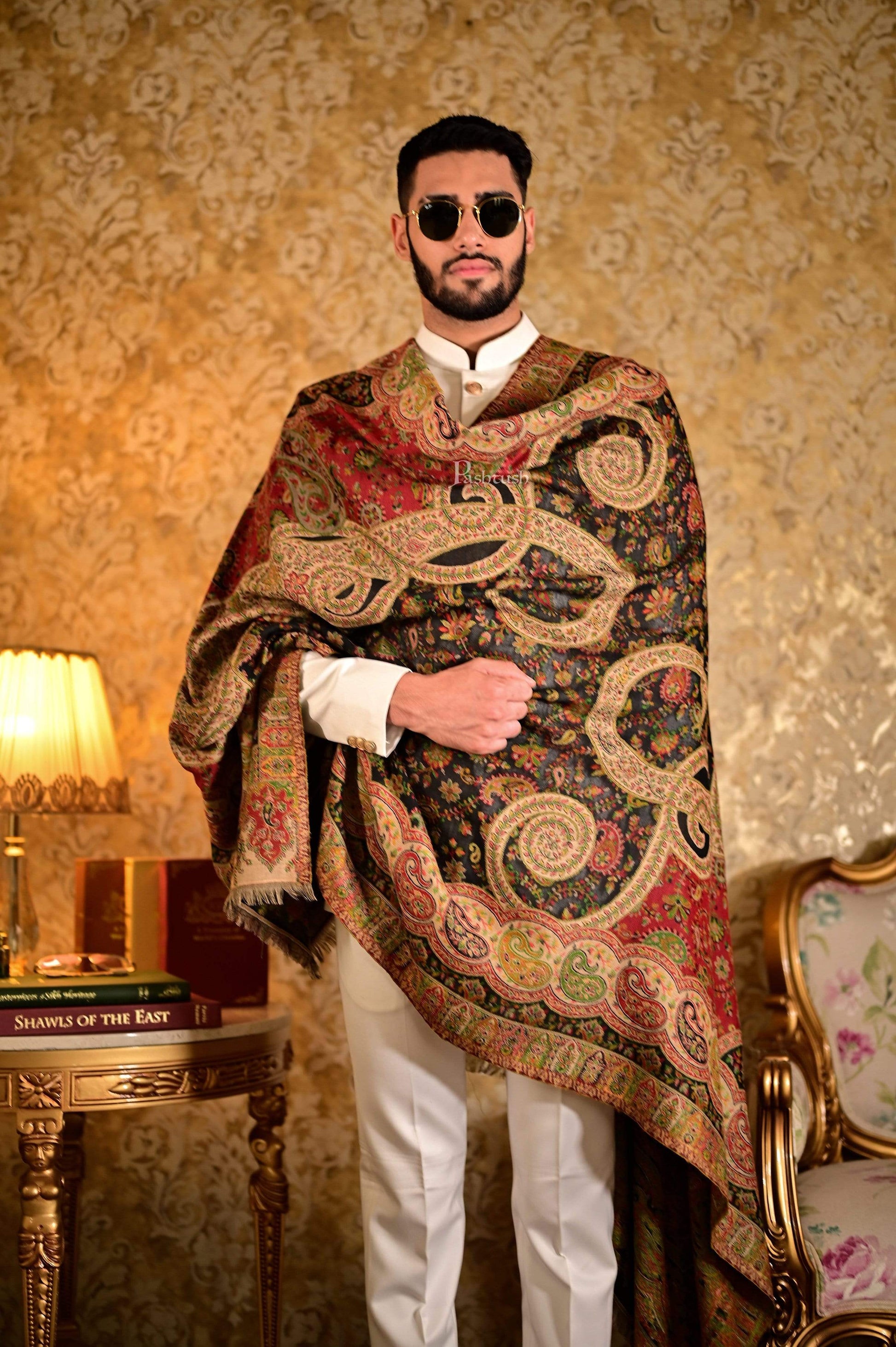 Pashtush India 100x200 Pashtush Mens Paisley Weave Ethnic Shawl, Soft and Warm