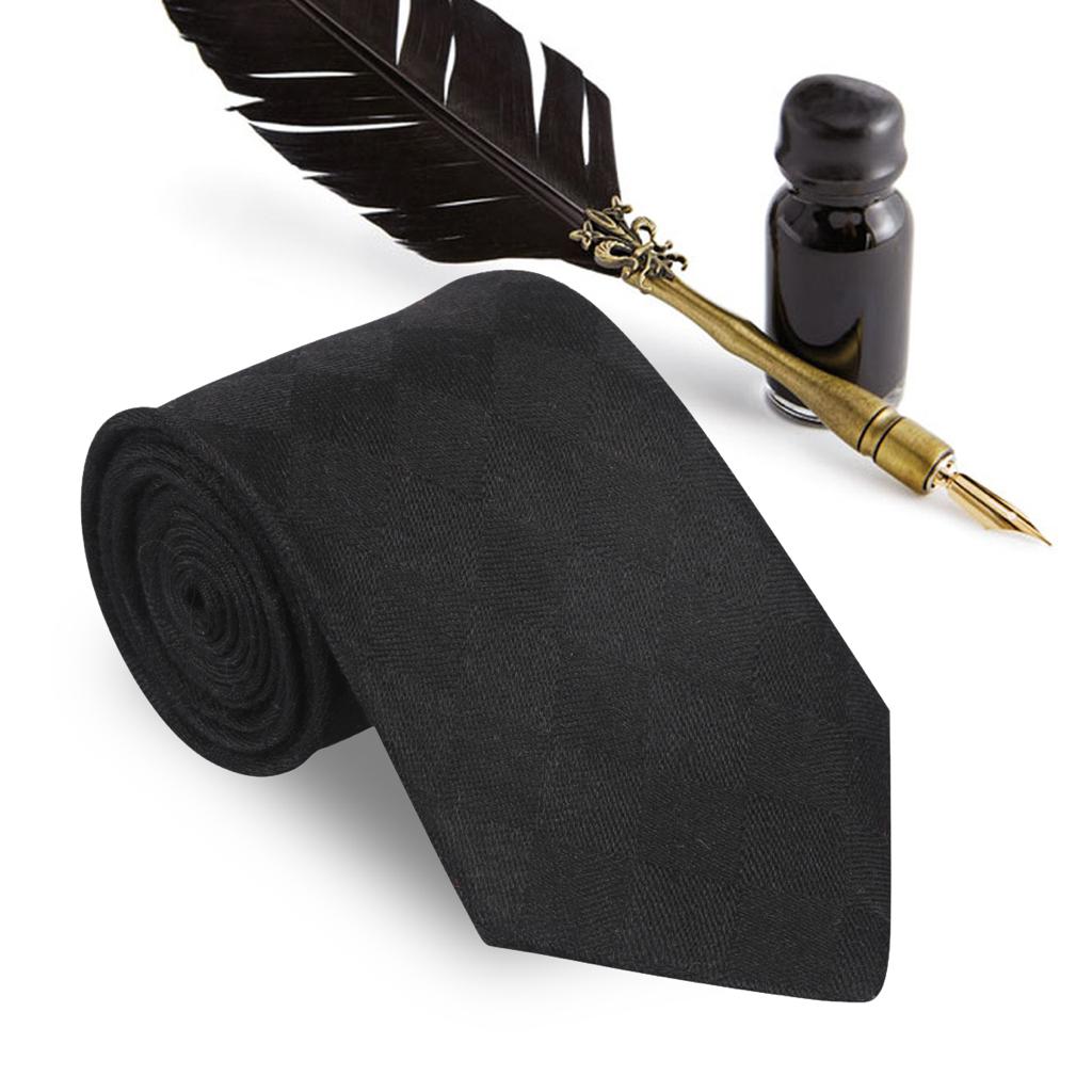 Pashtush Shawl Store Tie Pashtush Mens Pashmina Necktie, Checkered Design, Free Size, Cayman Black