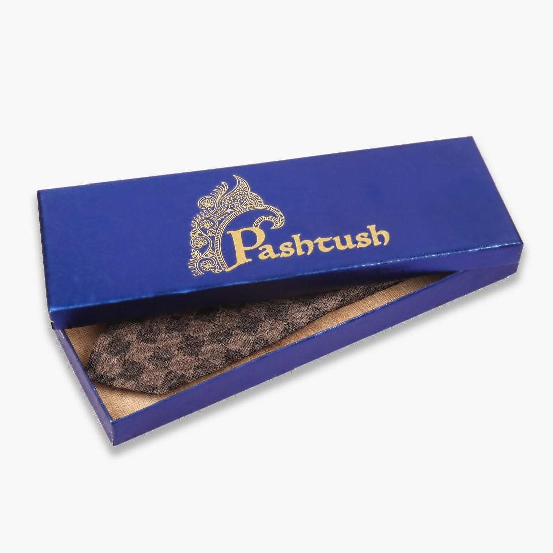 Pashtush Shawl Store Tie Pashtush Mens Pashmina Necktie, Checkered Design, Free Size, Crossroad Oxford Black