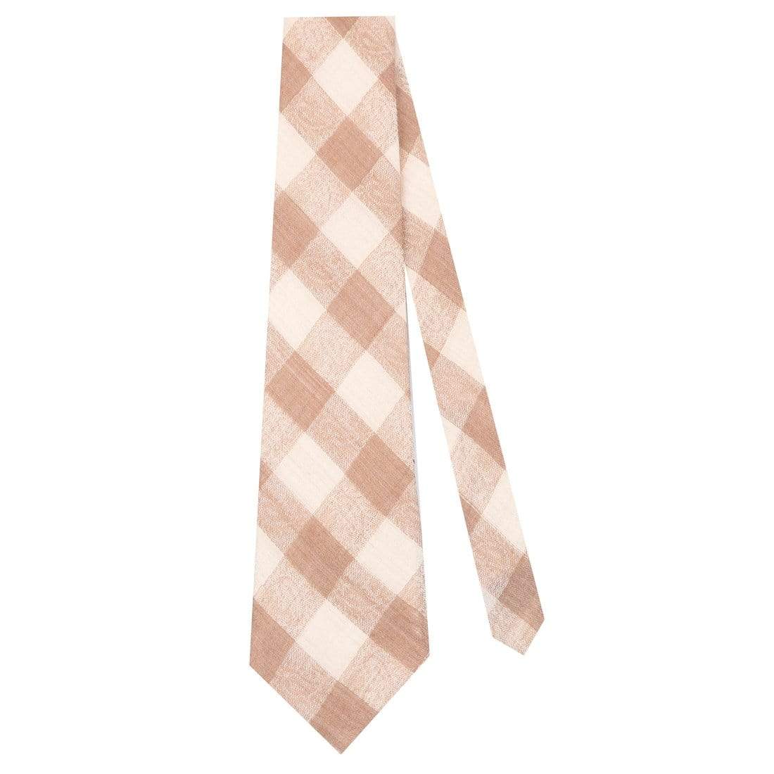 Pashtush Shawl Store Tie Pashtush Mens Pashmina Necktie, Soft and Luxurious, Paisley Checks, Free Size, Beige