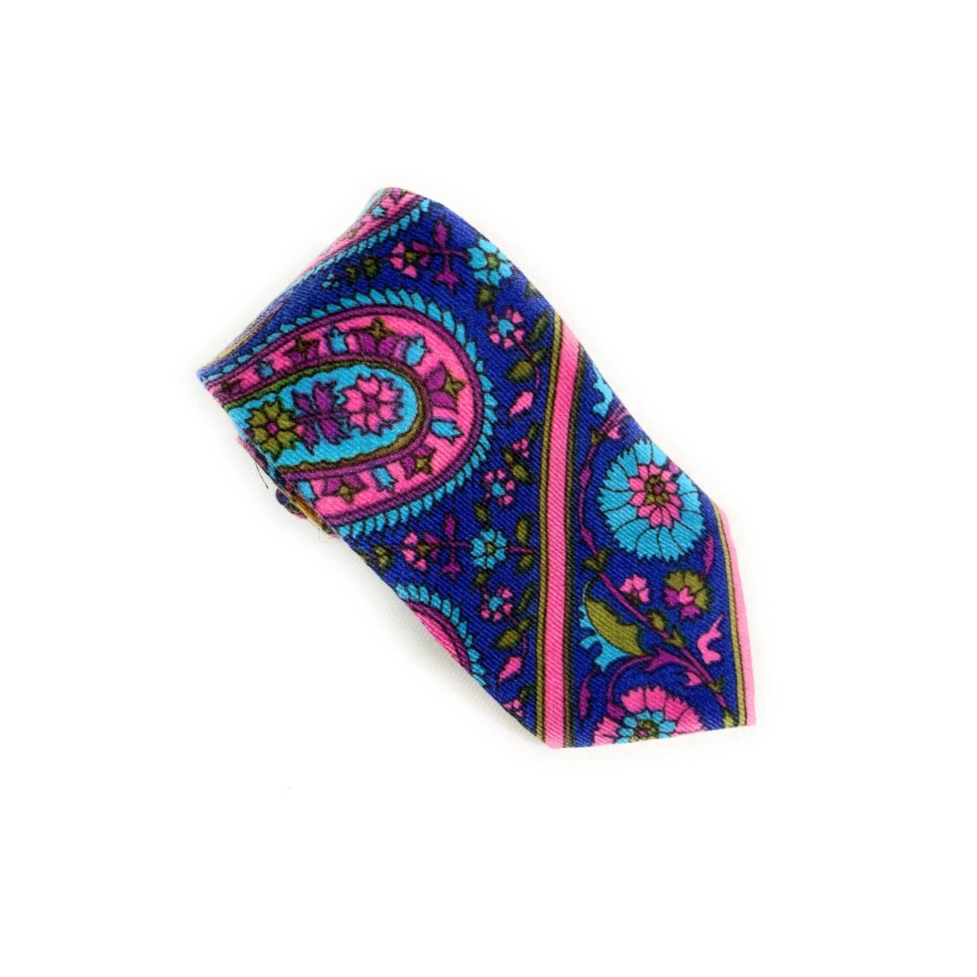 Pashtush Shawl Store Tie Pashtush Mens Printed Pashmina Wool Necktie  Blue