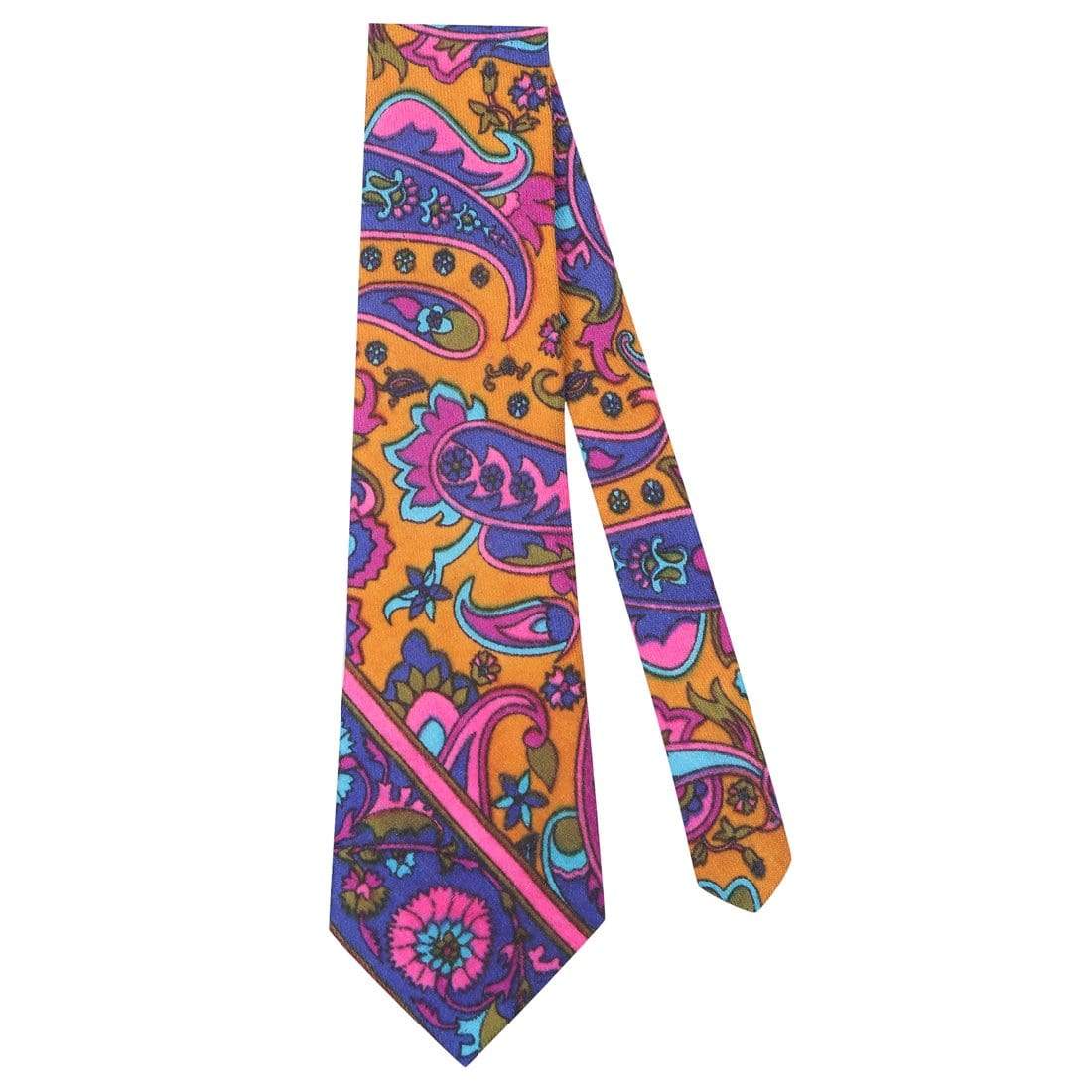 Pashtush Shawl Store Tie Pashtush Mens Printed Pashmina Wool Necktie, Free Size Mustard