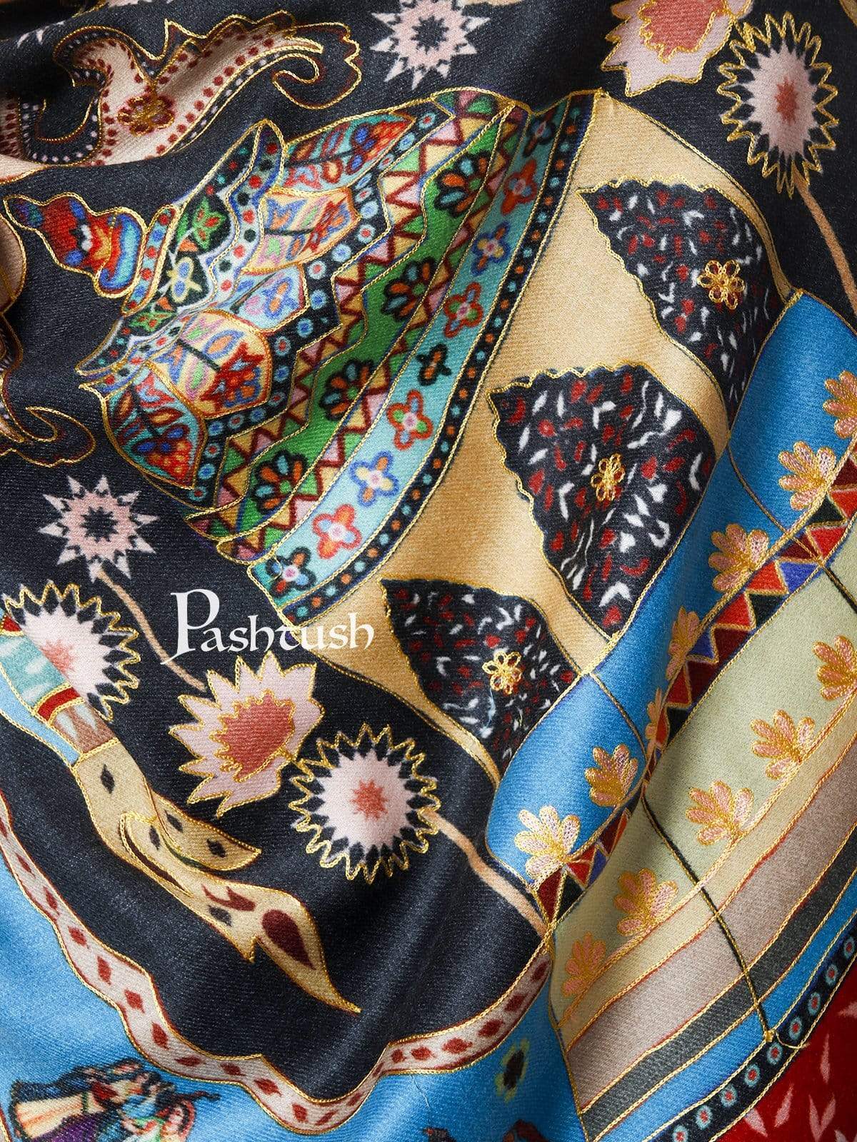 Pashtush India 100x200 Pashtush Mens Printed Stole, Multicoloured, 100% Pure Wool (Woolmark Certified)
