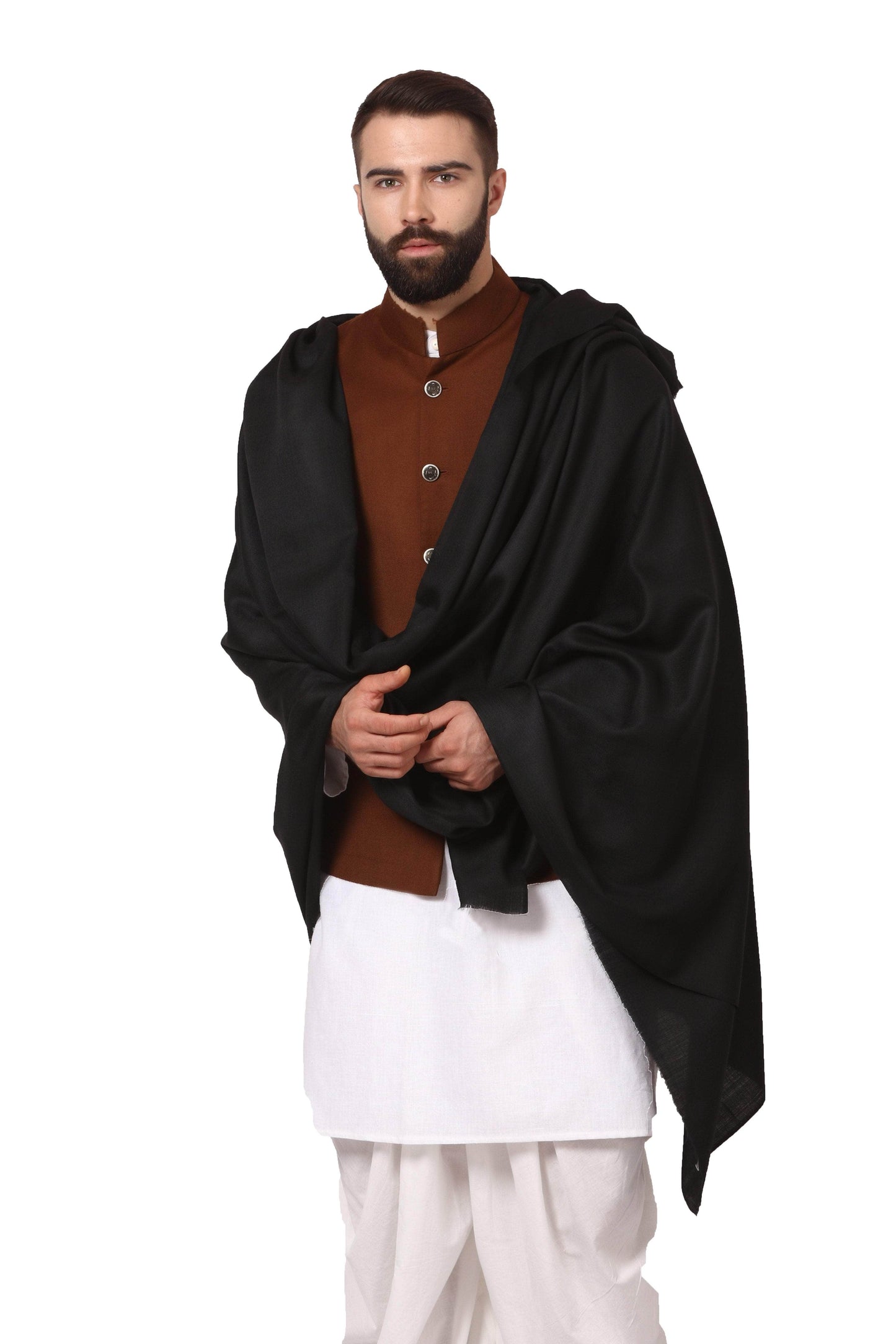 Pashtush India 127x254 Pashtush Mens Pure Wool Shawl, Mens Lohi (full size) Pure Wool With Woolmark Certification.