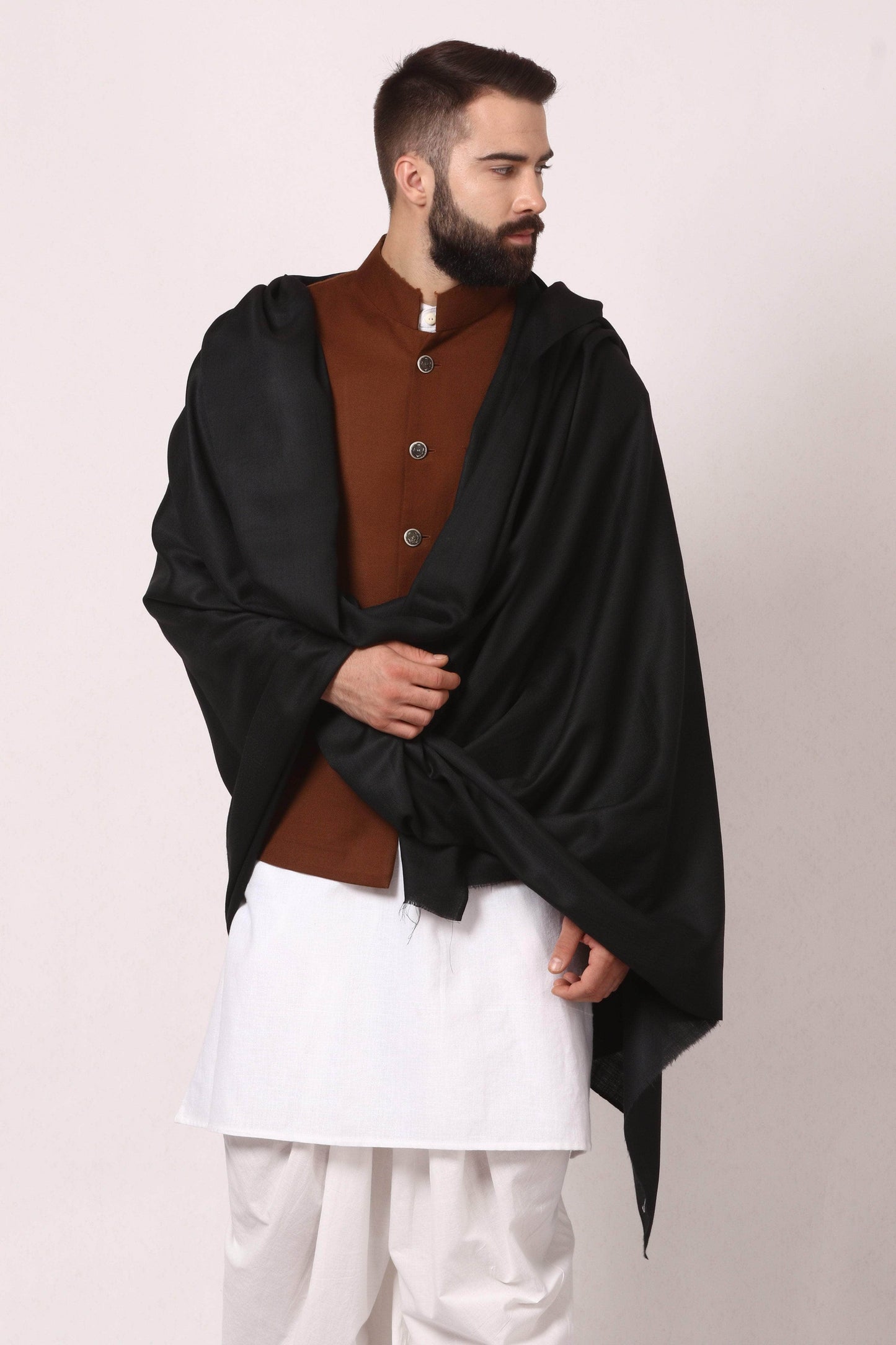 Pashtush India 127x254 Pashtush Mens Pure Wool Shawl, Mens Lohi (full size) Pure Wool With Woolmark Certification.