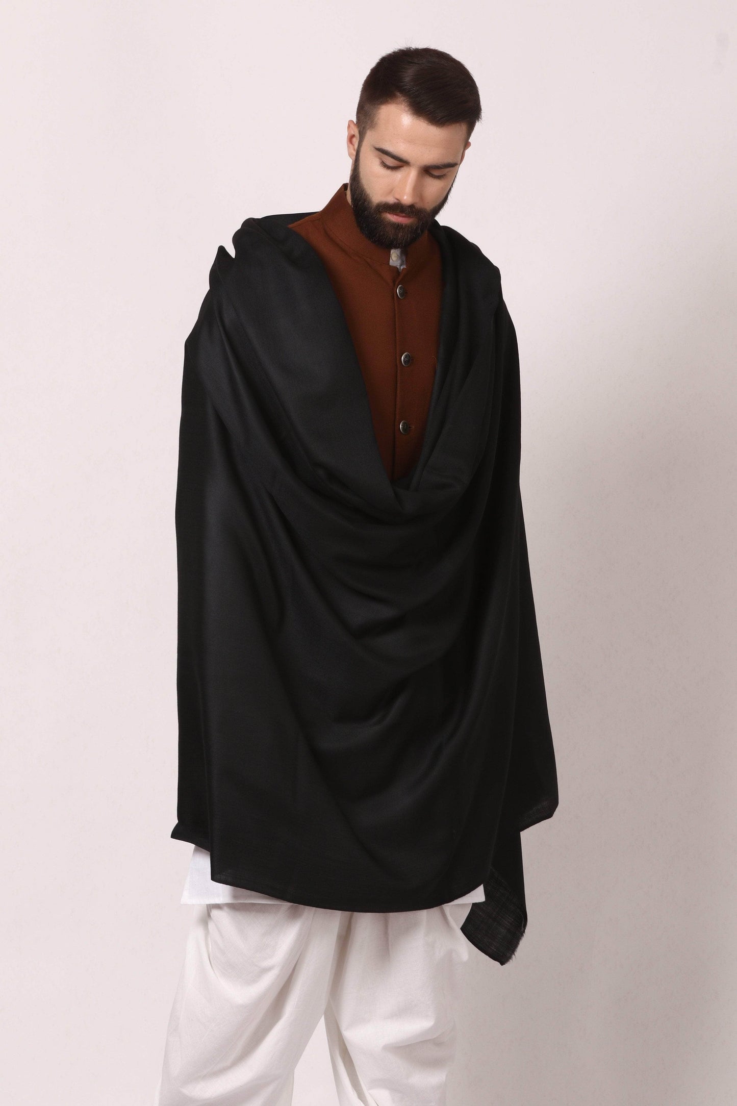 Pashtush India 127x254 Pashtush Mens Pure Wool Shawl, Mens Lohi (full size) Pure Wool With Woolmark Certification.