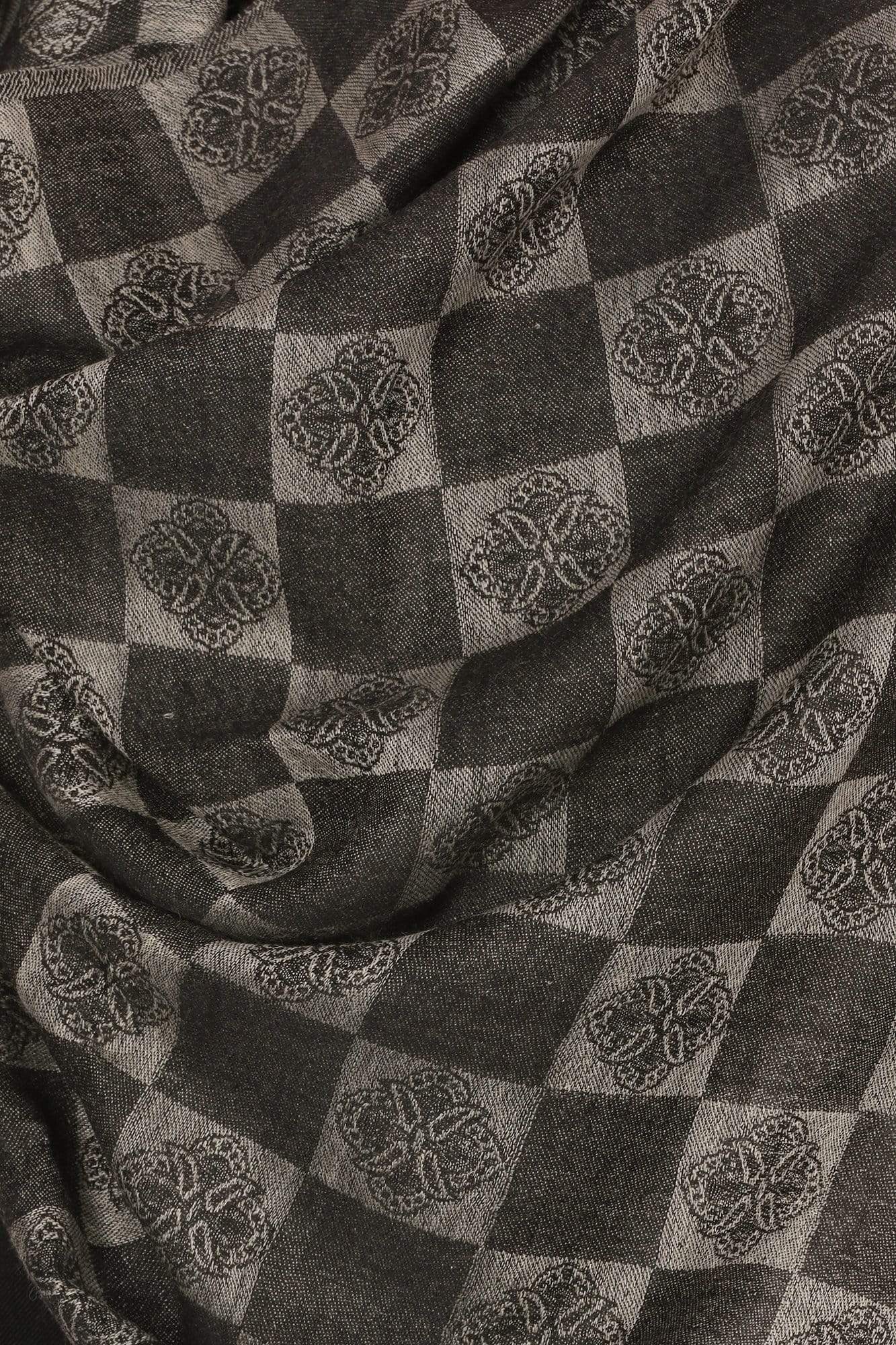 Pashtush India 70x200 Pashtush Mens Reversible Stole, checkered design - Black