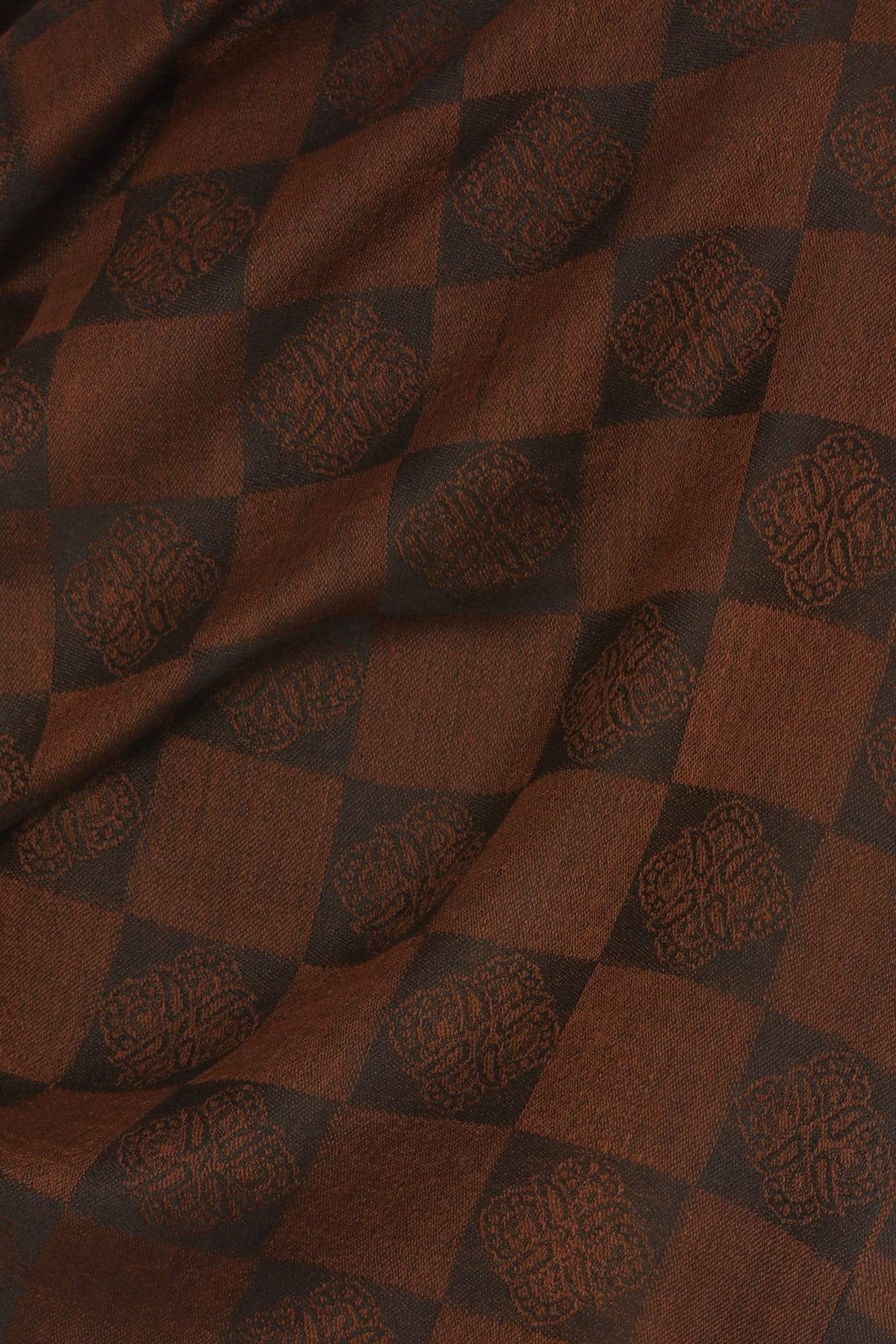 Pashtush India 70x200 Pashtush Mens Reversible Stole, checkered design - Espresso