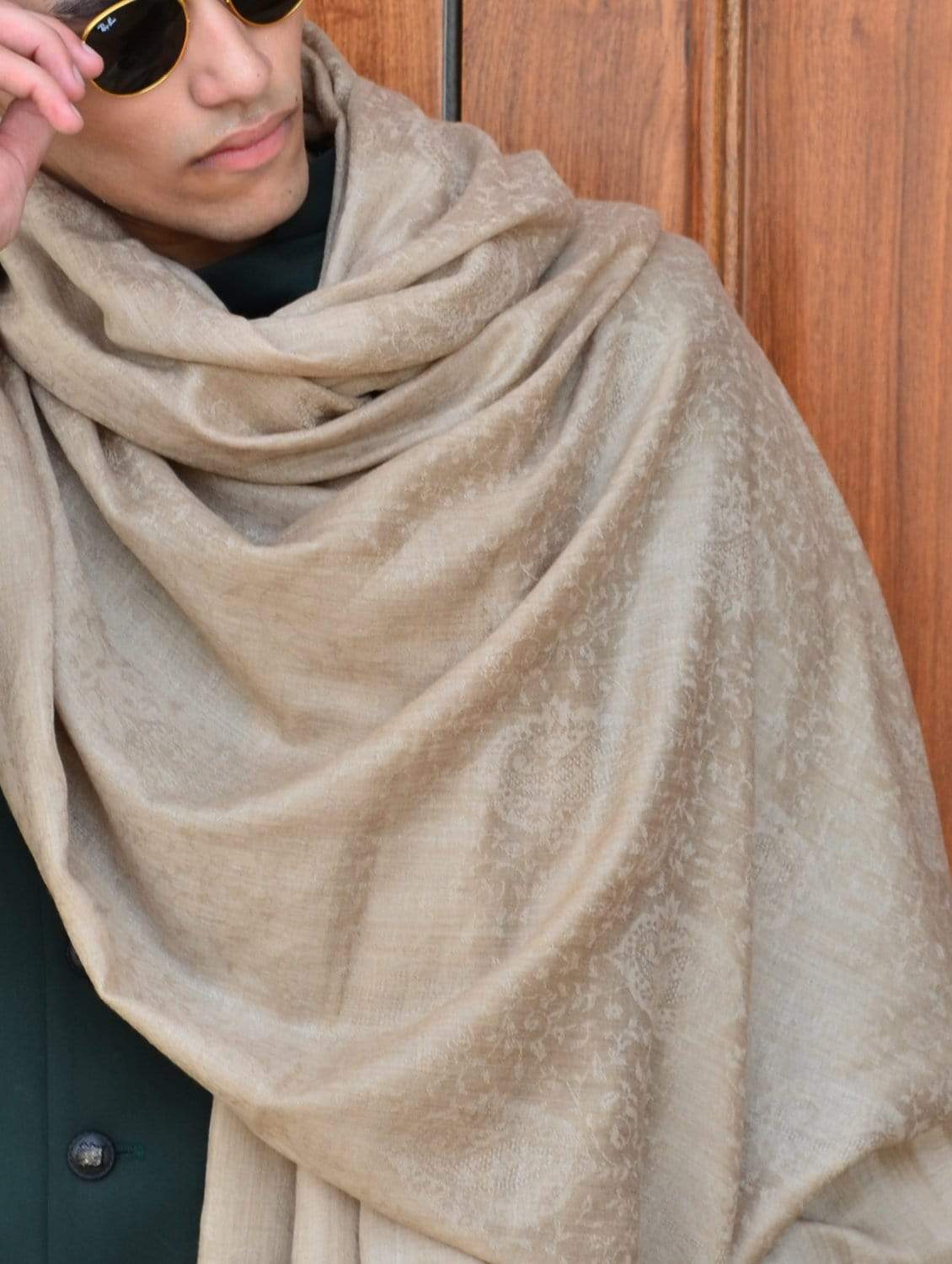 Pashtush India Shawl Pashtush Mens Shawl, Fine Wool Jacquard Weave, Soft and Light Weight