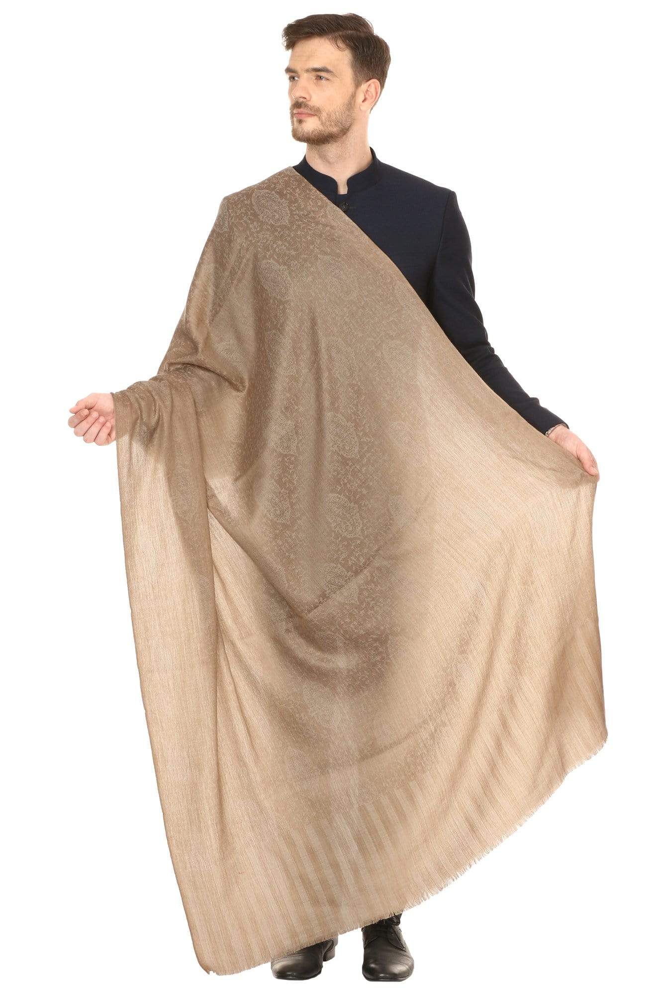 Pashtush India 114x228 Pashtush Mens Shawl, Fine Wool Jacquard Weave, Soft and Light Weight