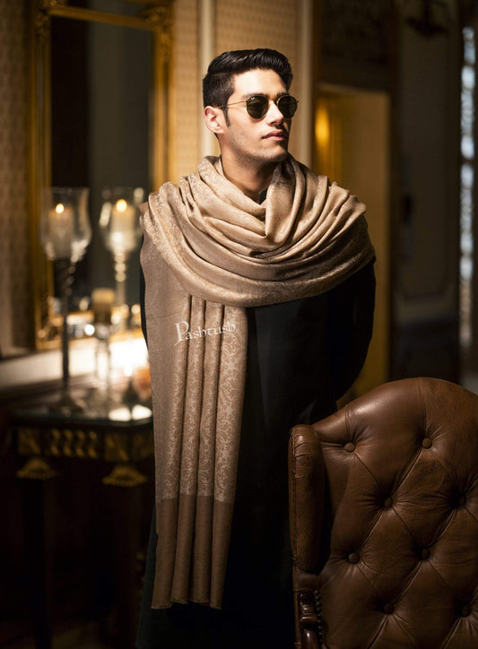 Pashtush India 114x228 Pashtush Mens Shawl, Fine Wool Jacquard Weave, Soft and Light Weight
