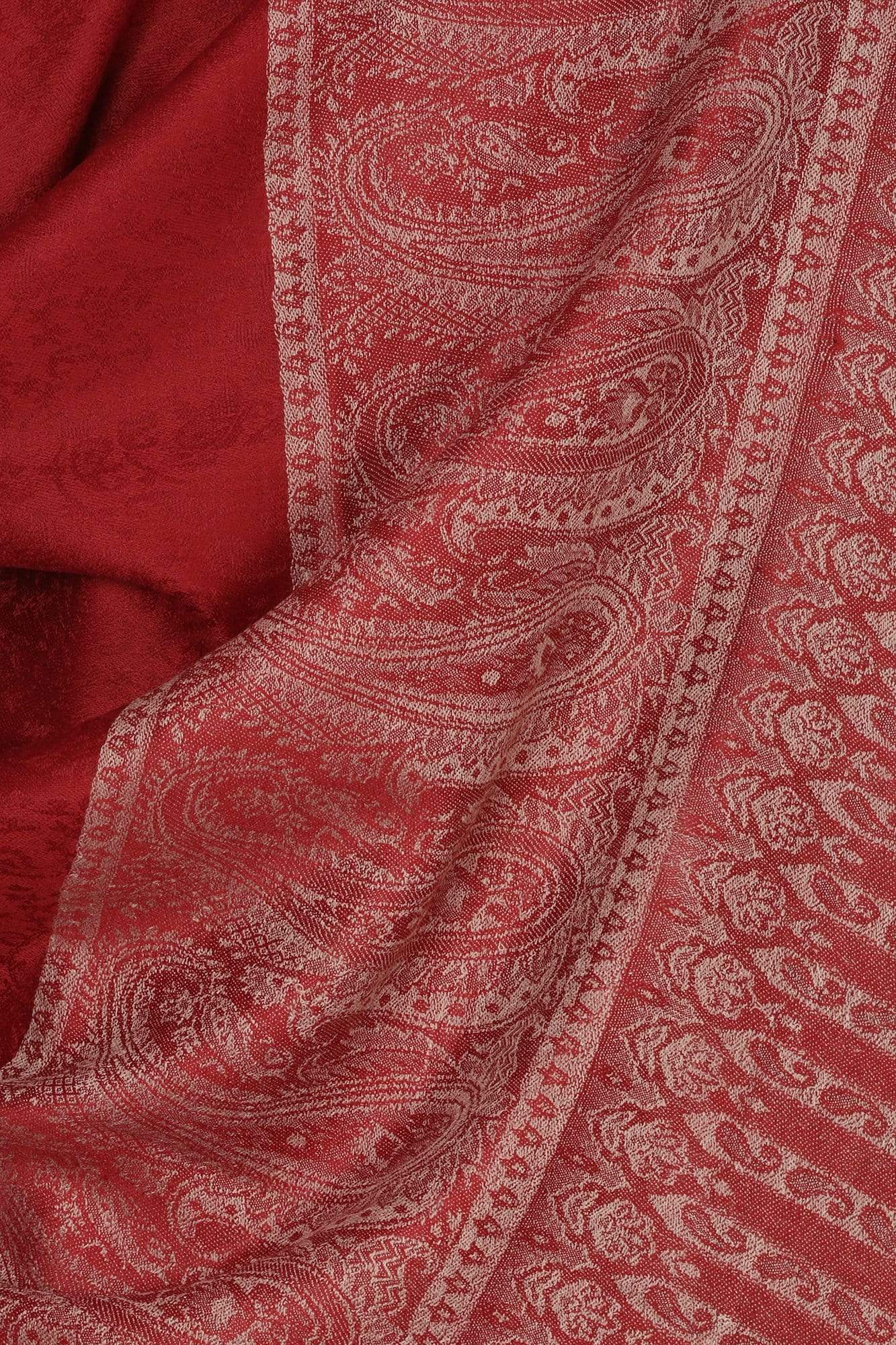 Pashtush India Shawl Pashtush Mens Shawl, Fine Wool Jacquard Weave, Soft and Light Weight Maroon